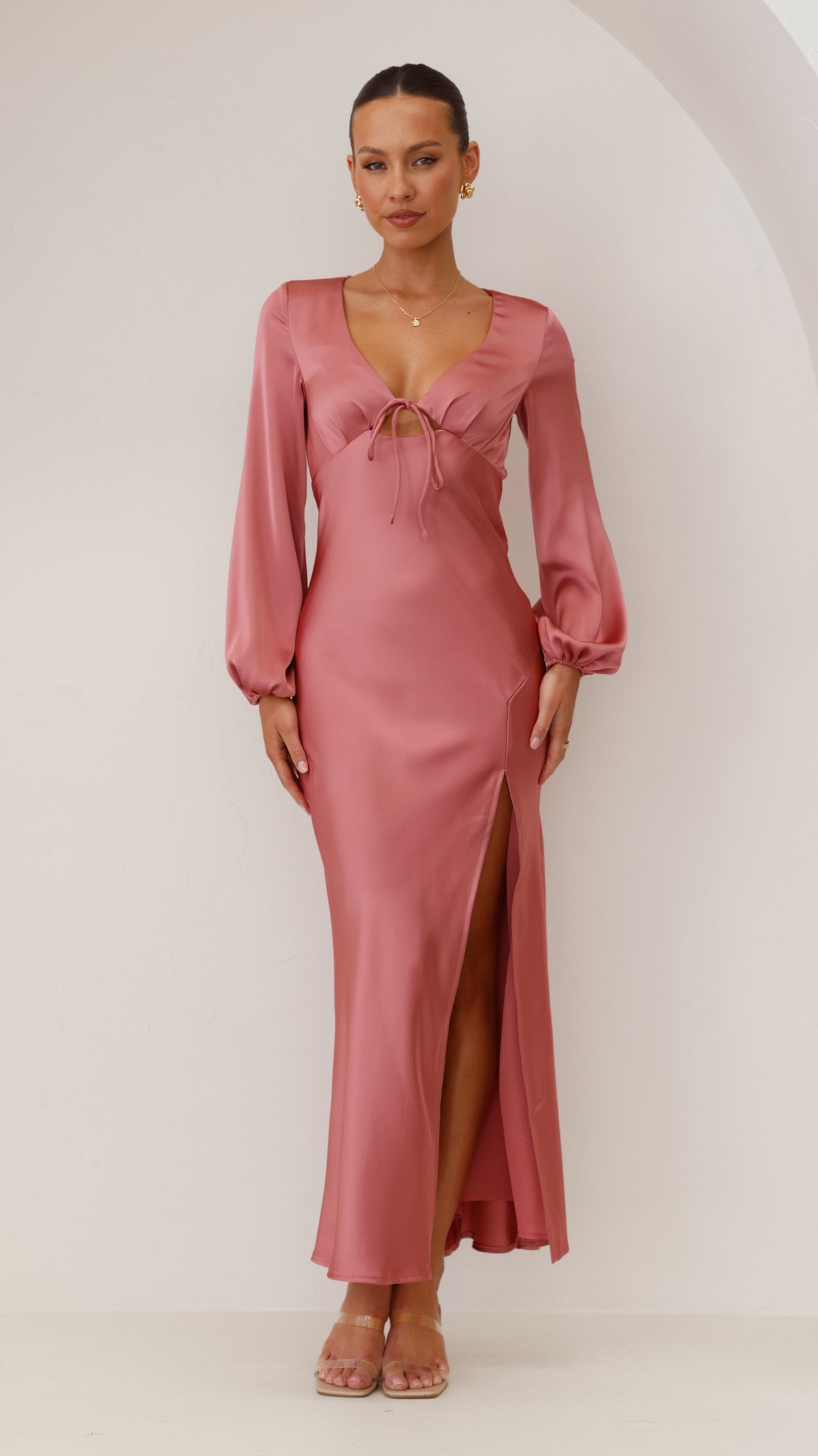 Brigitte Maxi Dress in Baked Rose - Elegant Long Flowy Dress for Women, Perfect for Weddings, Parties & Summer Vacations