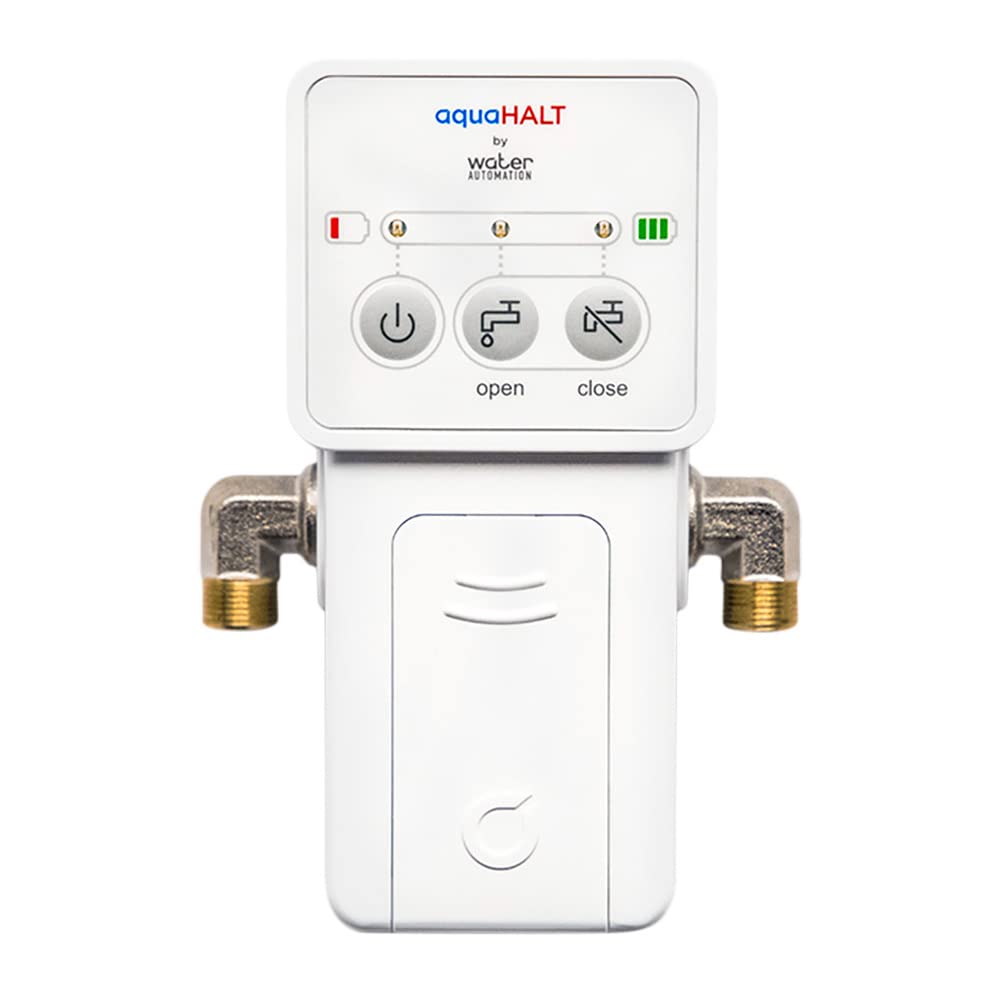 Smart Water Leak Detector Alarm with Automatic Shut Off Valve - Battery Powered Toilet & Pipe Leak Sensor - Easy DIY Installation - Prevent Home Water Damage (Ideal for Bathrooms, Kitchens & Basements)