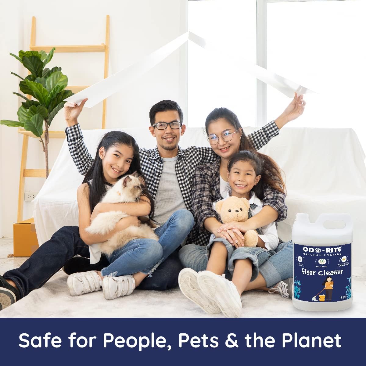 ODO-RITE Natural Floor Cleaner - 5 Litre | Chemical-Free, Biotech Formula Safe for Kids & Pets | Works on All Hard Surfaces | Perfect for Homes with Children and Pets