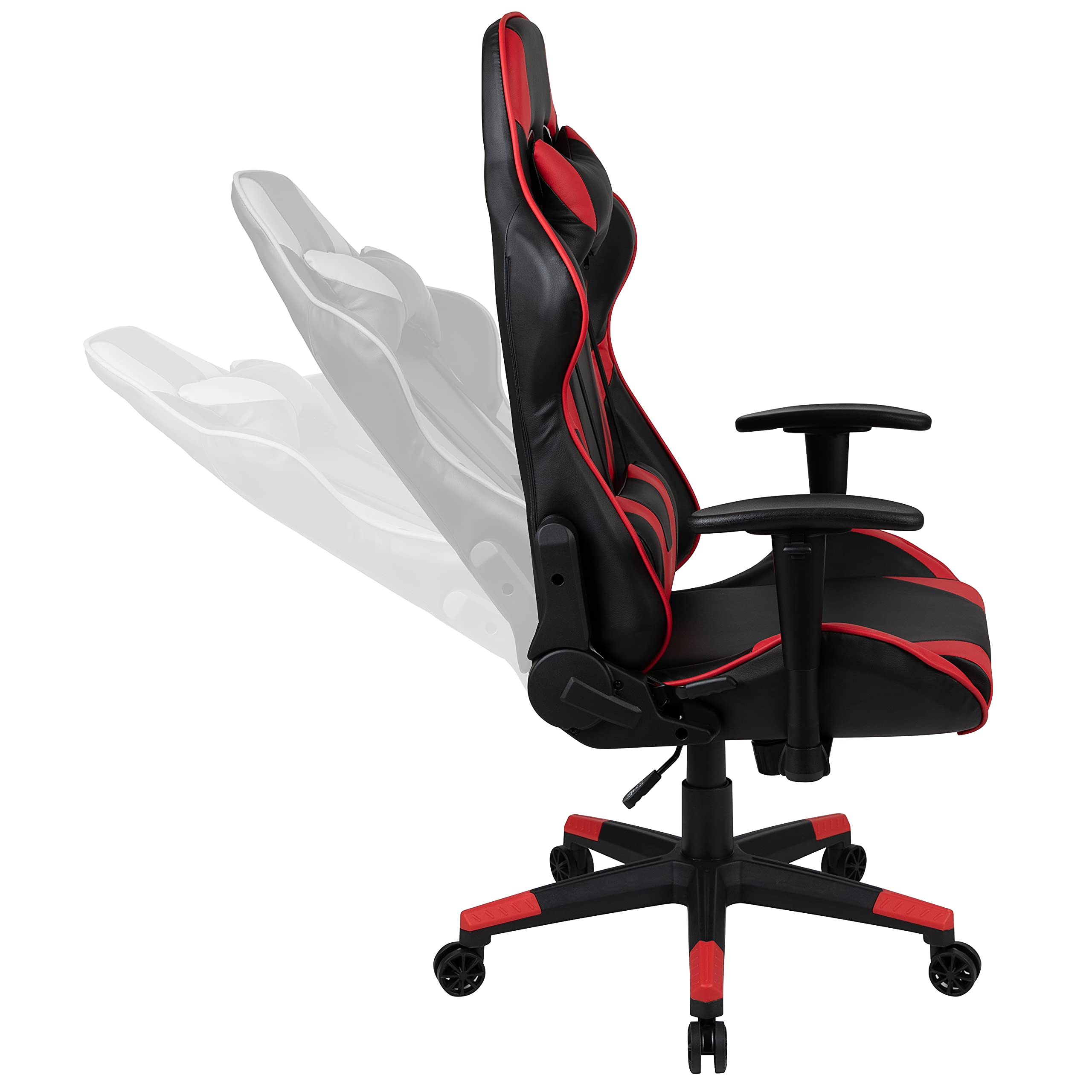 EMMA + OLIVER Gaming Bundle - Ergonomic Gaming Desk with Cup Holder & Headphone Hook, Red Reclining Gaming Chair - Perfect for PC Gaming Setup & Home Office