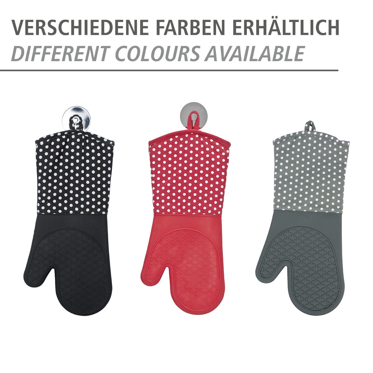 Premium Silicone Oven Mitts Set of 2 - Heat Resistant Kitchen Gloves (37.5 x 18.5 cm) in Black & White - Perfect for Baking, Grilling, and Cooking Safety