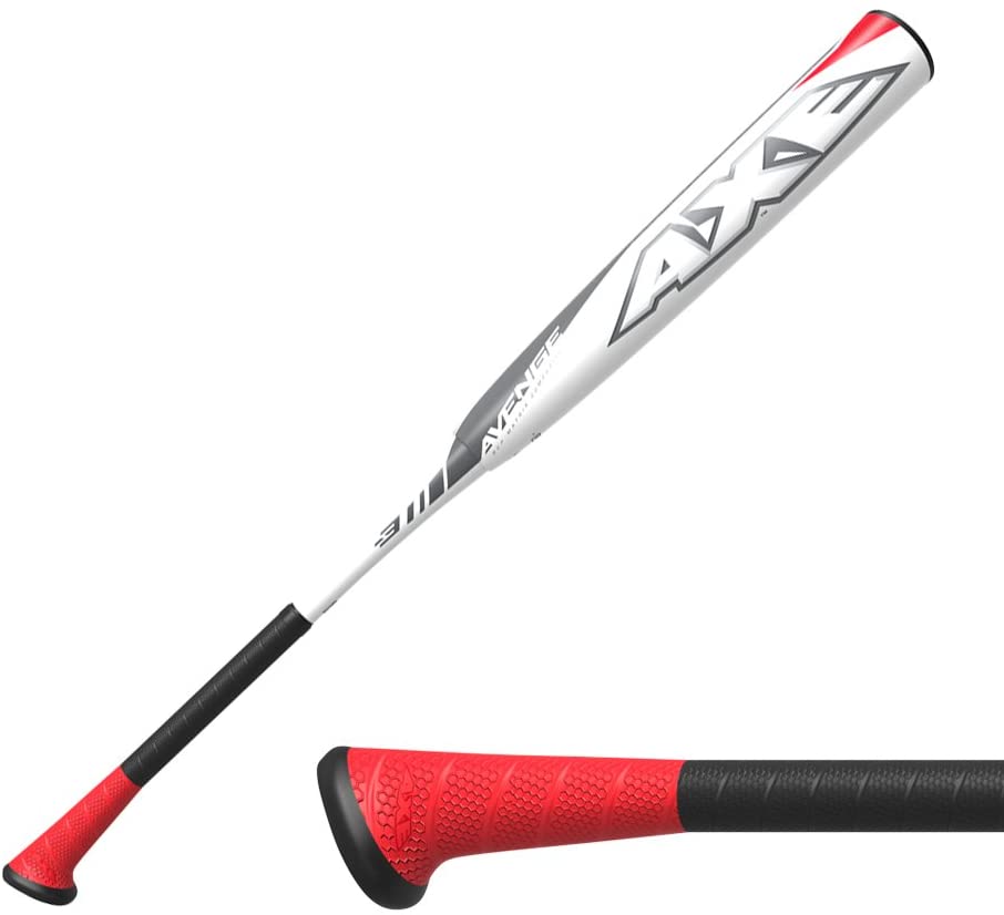 Baden Axe Avenge Composite L140B BBCOR Baseball Bat - White/Red | High Performance Youth & Adult Baseball Bat for Games & Training | Perfect for League Play & Practice