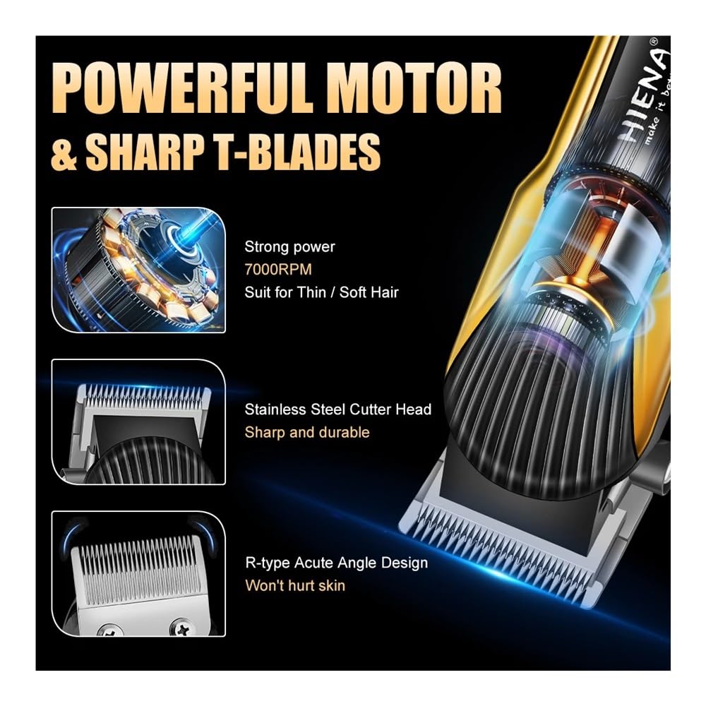 Professional Barber Hair Clipper Set - USB Rechargeable, Adjustable Knob for Precision Haircuts, Includes 2 Razors (Blue) - Perfect for Home Grooming & Salon Use