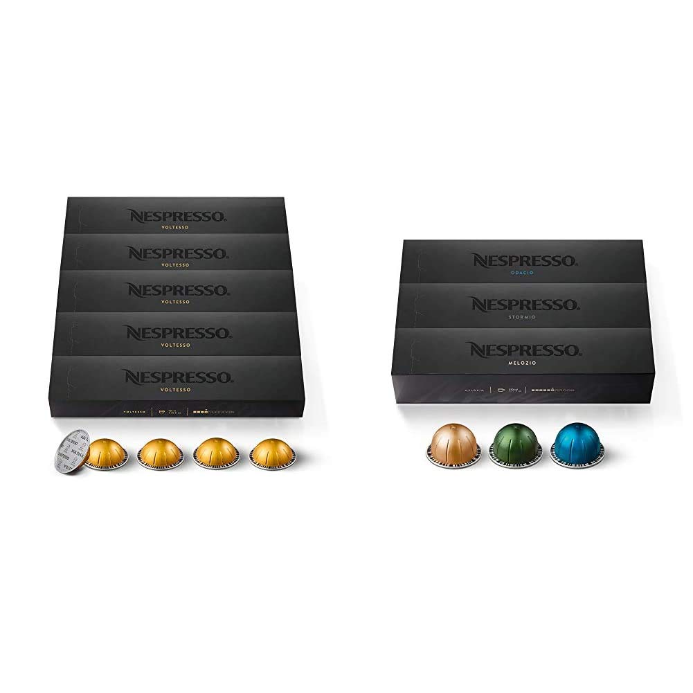 Nespresso VertuoLine Coffee Capsules Bundle - 50 Voltesso + 30 Variety Pack Pods for Vertuo Next & Plus Machines | Perfect for Home & Office Brewing