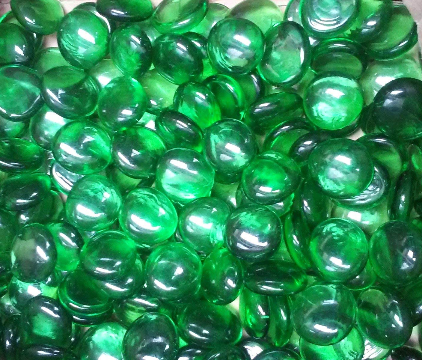 Light Blue Gemstones for Vases, Flat Marbles & Bowl Fillers - 4.5lbs Decorative Pebbles for Centerpieces, Floral Arrangements & Home Decor (Green)