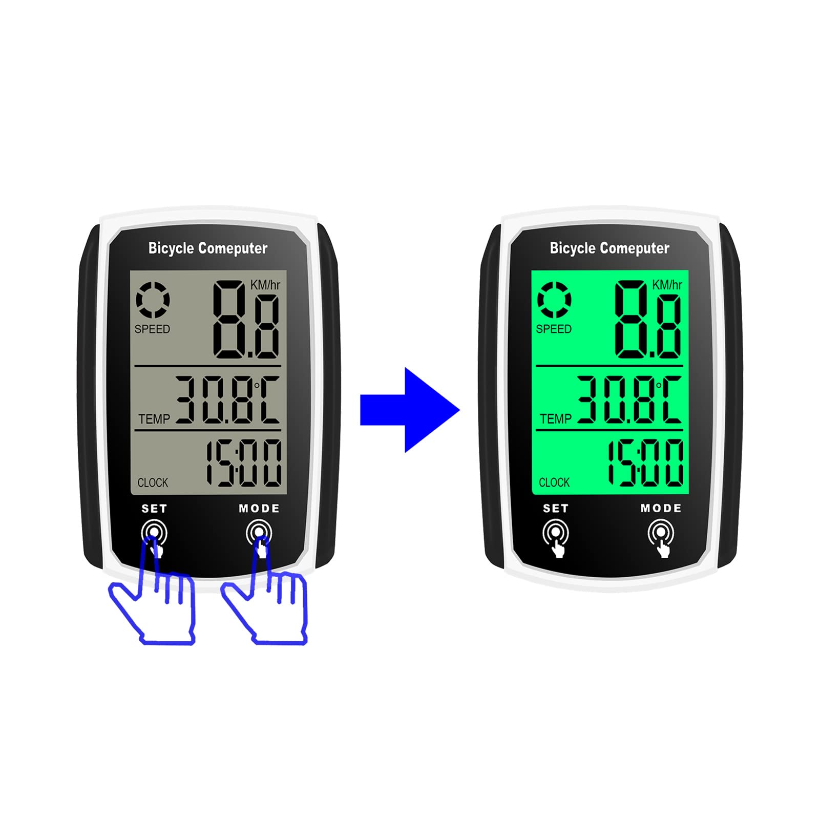 BUZHI Wired Bike Computer - 19 Function LCD Cycling Speedometer with Backlight, Waterproof Touch Screen for Road & Mountain Bikes - Track Speed, Distance & Time for Cycling Training & Outdoor Adventures