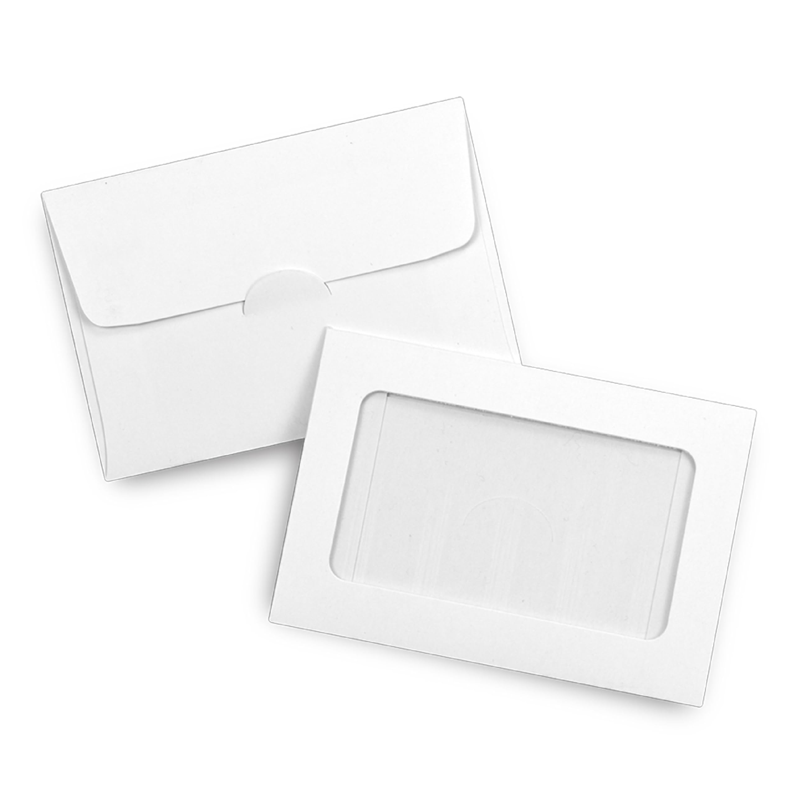 100pcs White Gift Card Envelopes 2.5x3.6in with Clear Window - for Business Cards, Key Cards & Gifts
