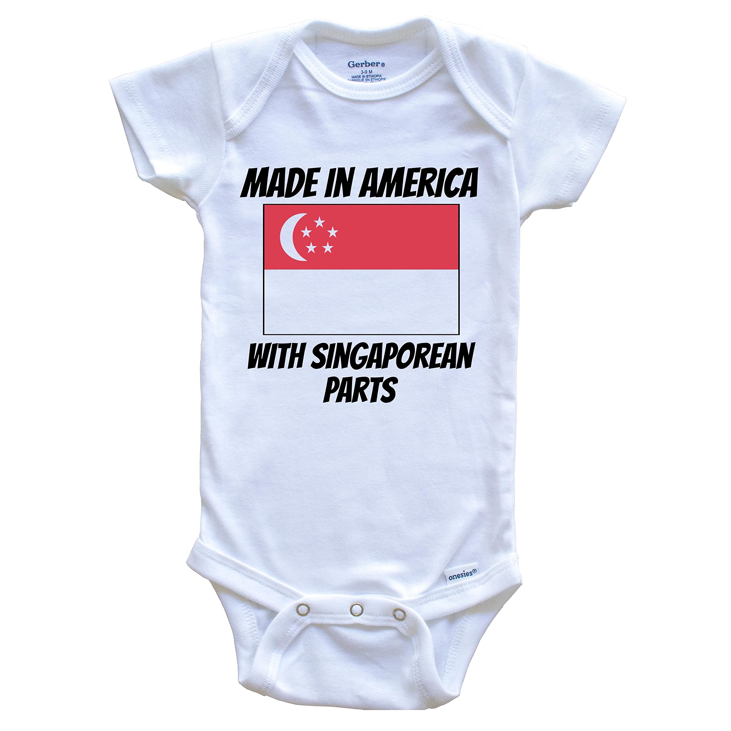 Funny Singapore Flag One Piece Baby Bodysuit - Made in USA with Singaporean Parts | Perfect for National Day Celebrations & Cultural Events