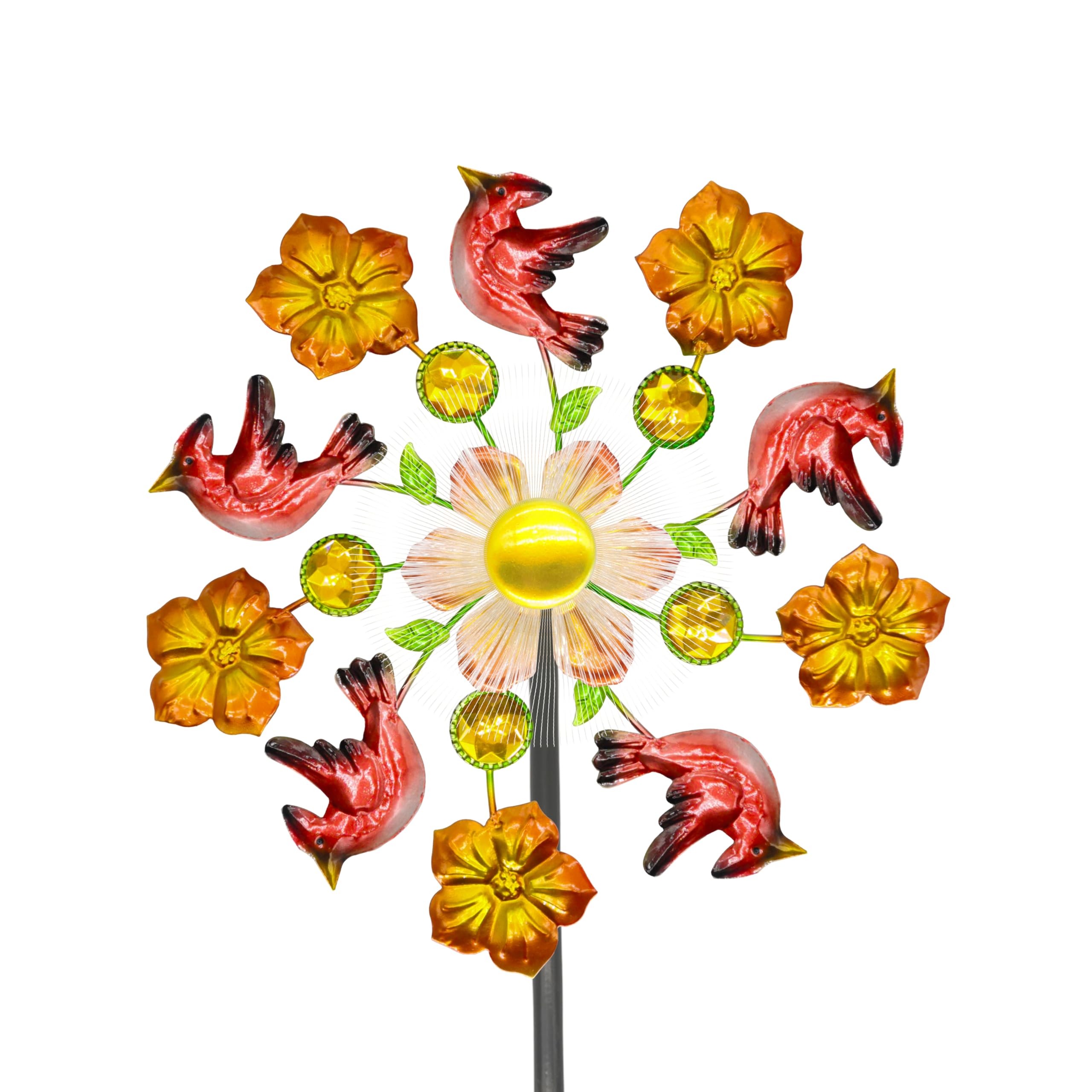 40 Inch Solar Wind Spinner with Multi-Color LED Lights - Metal Kinetic Wind Sculpture for Outdoor Yard, Garden & Patio Decoration | Weather-Resistant Windmill Art for Lawn, Backyard & Landscape Lighting (Magpie Design) | Perfect for Evening Ambiance, Garden Parties & Holiday Decor