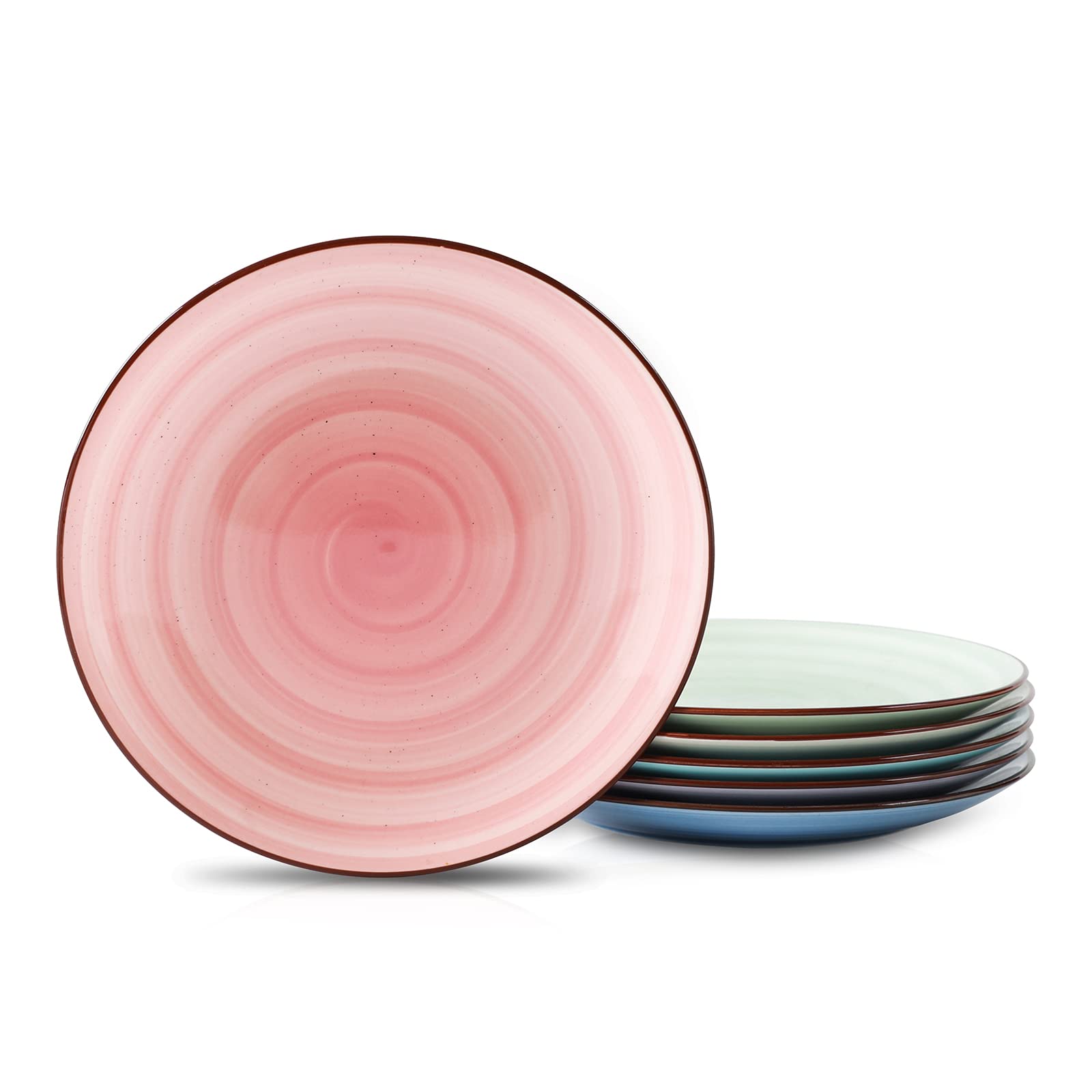 Selamica 10-Inch Ceramic Dinner Plates - Set of 6, Black Speckled Gradient Porcelain Plates for Appetizers, Salads, Desserts, Steak & Pancakes - Elegant Serving Dishes for Restaurants, Dinner Parties & Home Dining