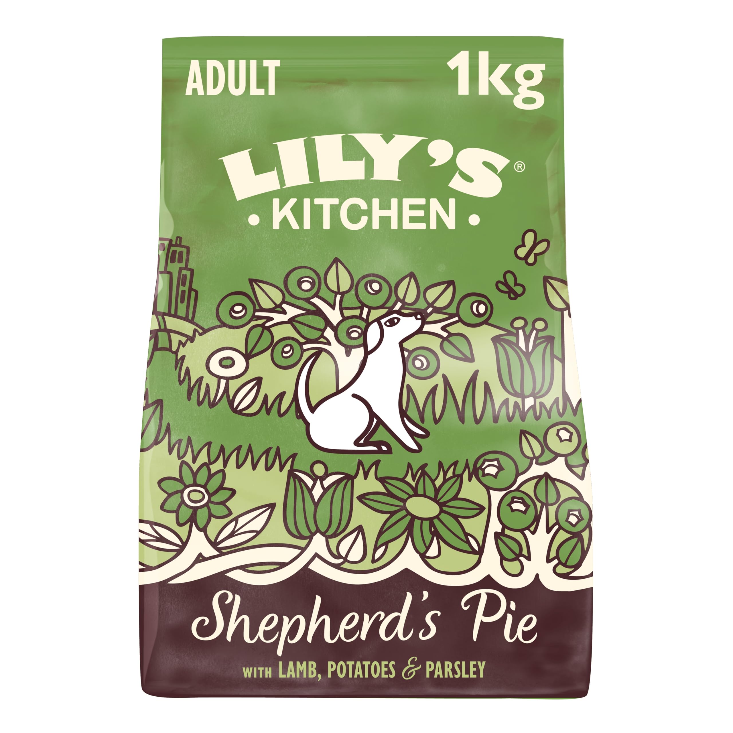 Lily's Kitchen Premium Dry Dog Food - Lovely Lamb with Peas & Parsley, Grain-Free Recipe, 1kg Pack of 4 | High Protein Adult Dog Kibble for Sensitive Stomachs | Perfect for Home Feeding, Travel & Outdoor Adventures