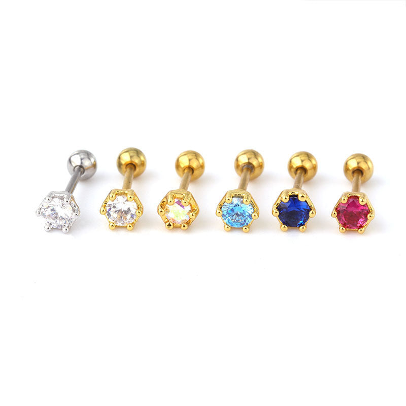 20G CZ Geometric Tragus Stud Earrings for Upper Lobe Piercing - Hypoallergenic Stainless Steel Body Jewelry for Women | Perfect for Daily Wear, Parties & Special Occasions (HSPJ299)