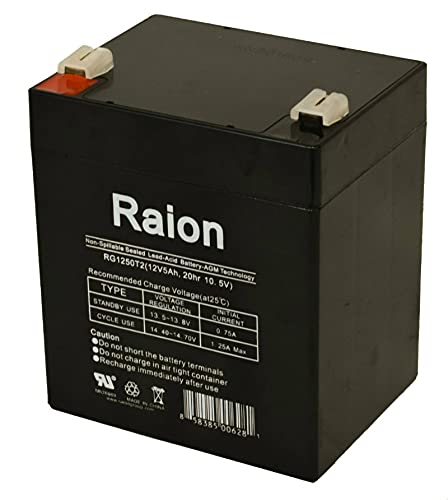 Raion Power 12V 5Ah Replacement AGM Battery for Napco Alarms MA1000E4LB PAK - 8 Pack - Backup Power for Home Security Systems & Emergency Lighting