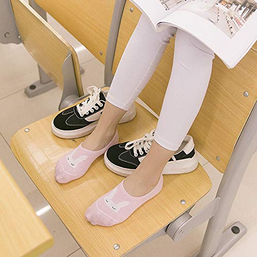 Missby® Girls' Cute Printed Non-Slip Cotton Loafer Socks - 5 Pairs Pack (Multi-Color) for School, Home & Fashion Outfits
