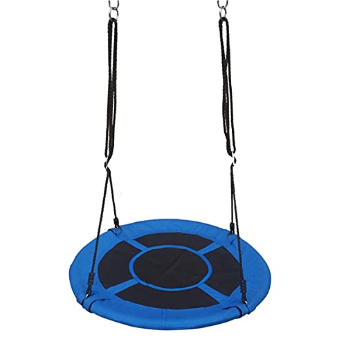 Autokola 40 Inch Kids Outdoor Round Hanging Rope Swing - Blue Tree Nest Swing for Backyard, Garden & Playground - Durable Children's Patio Toy for Ages 3-12