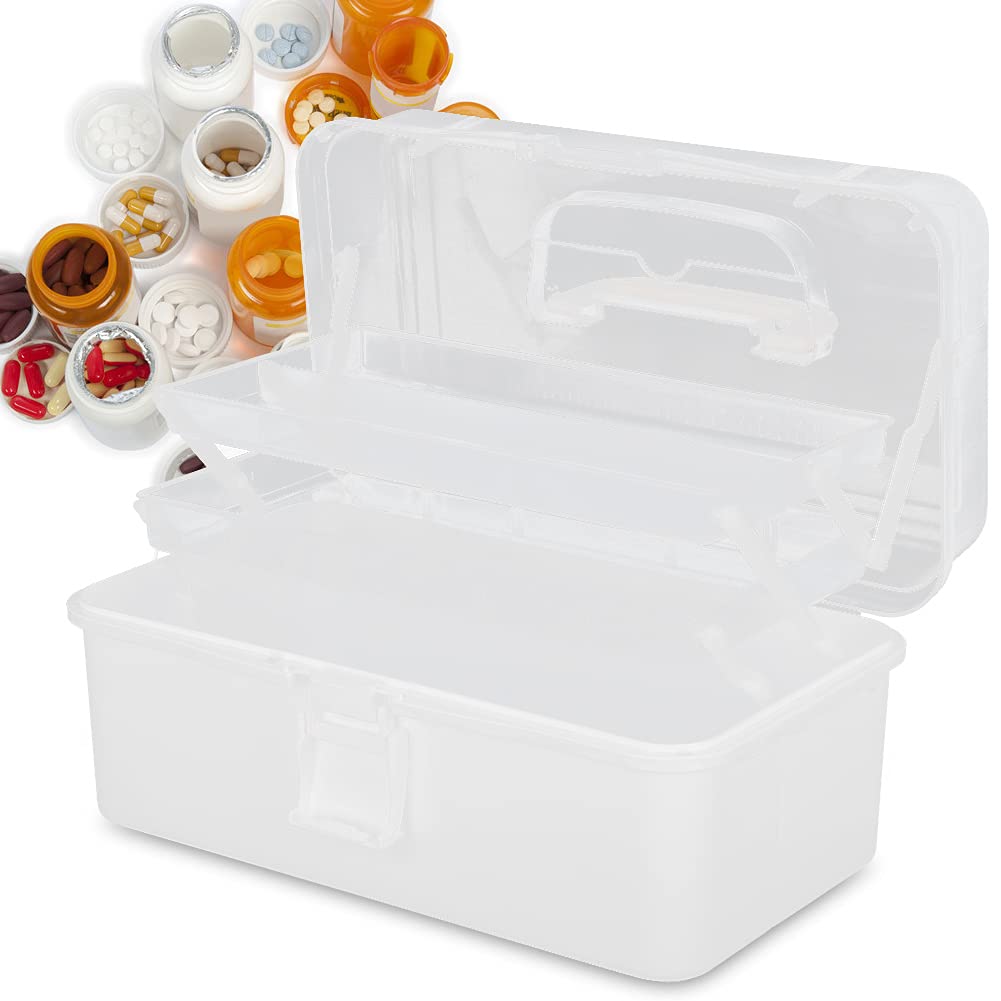Portable Medicine Organizer Box - Large Family First Aid Kit for Home, Travel & Emergency Use - Child-Safe Medicine Storage Case with Compartments (Ideal for Parents, Camping & Daily Healthcare)