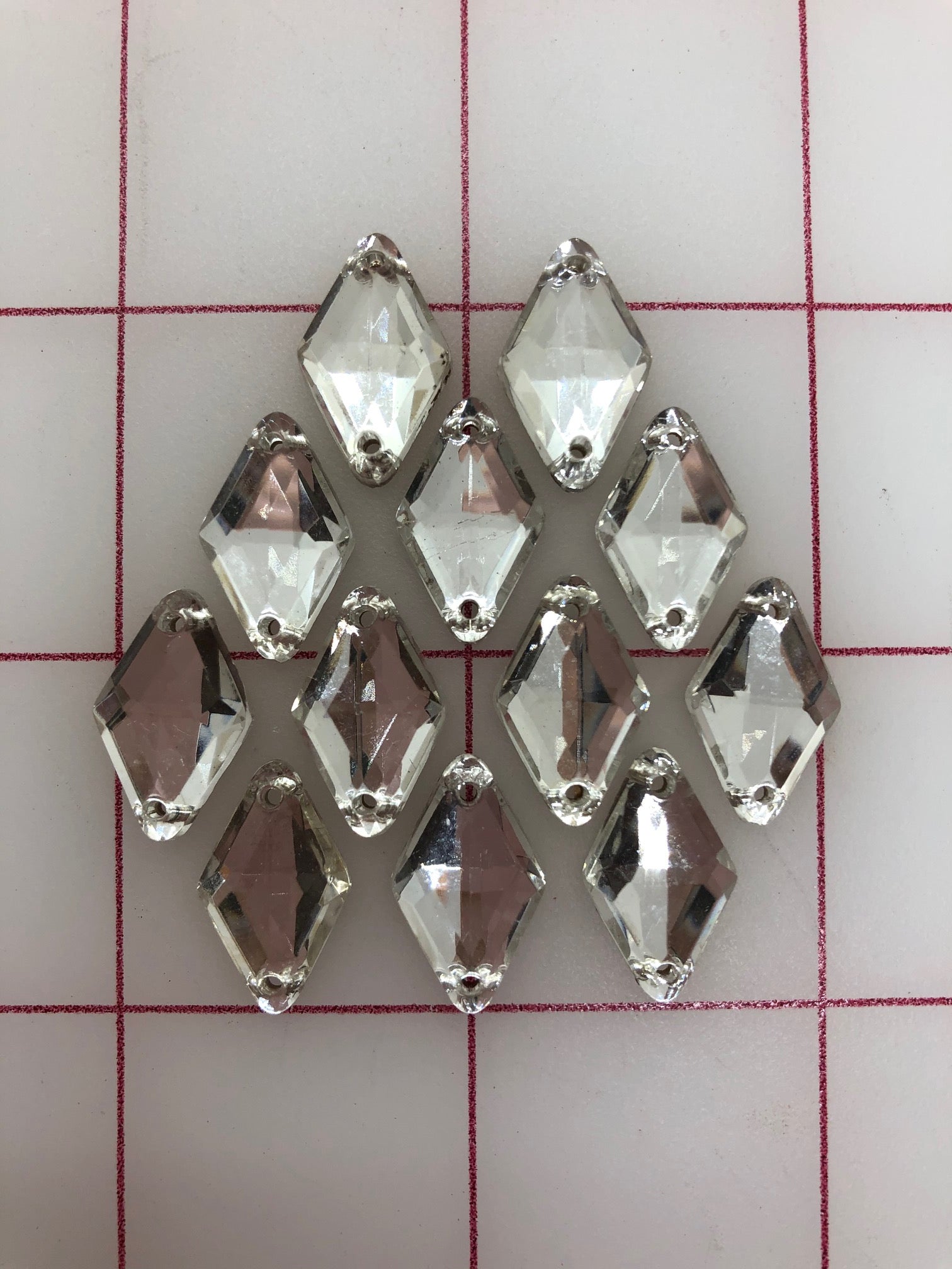 12 Pack 18x11mm Czech Crystal Rhinestones - Flat Back Sew On for DIY Clothing, Jewelry, and Craft Projects