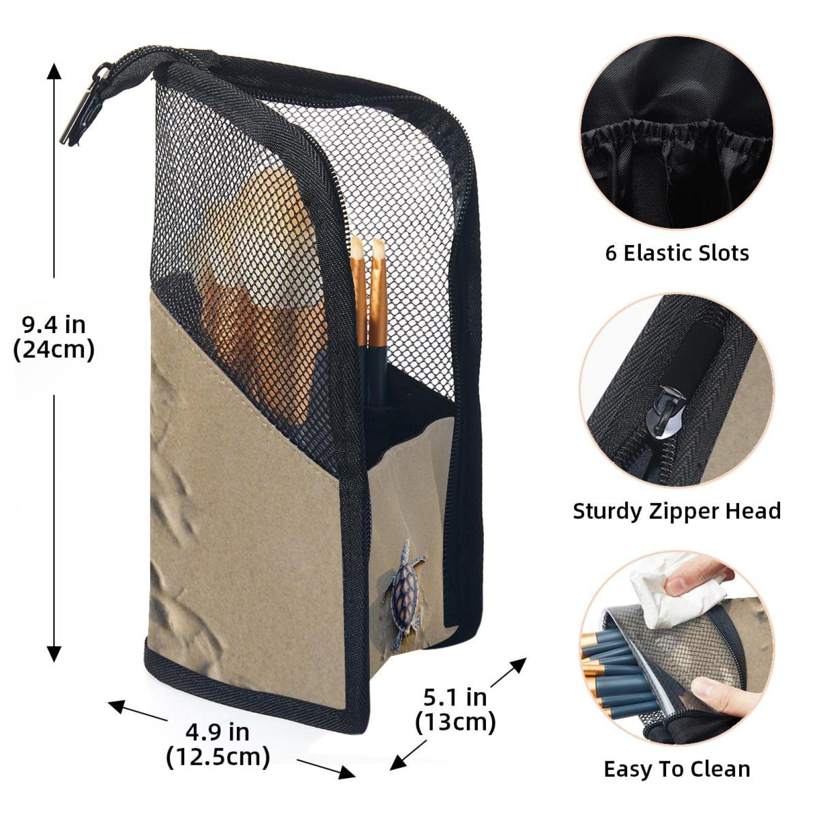 Premium 12-Piece Makeup Brush Organizer Bag with Sea Turtle Design - Portable Travel Makeup Brush Holder Case for Home, Travel & Professional Use