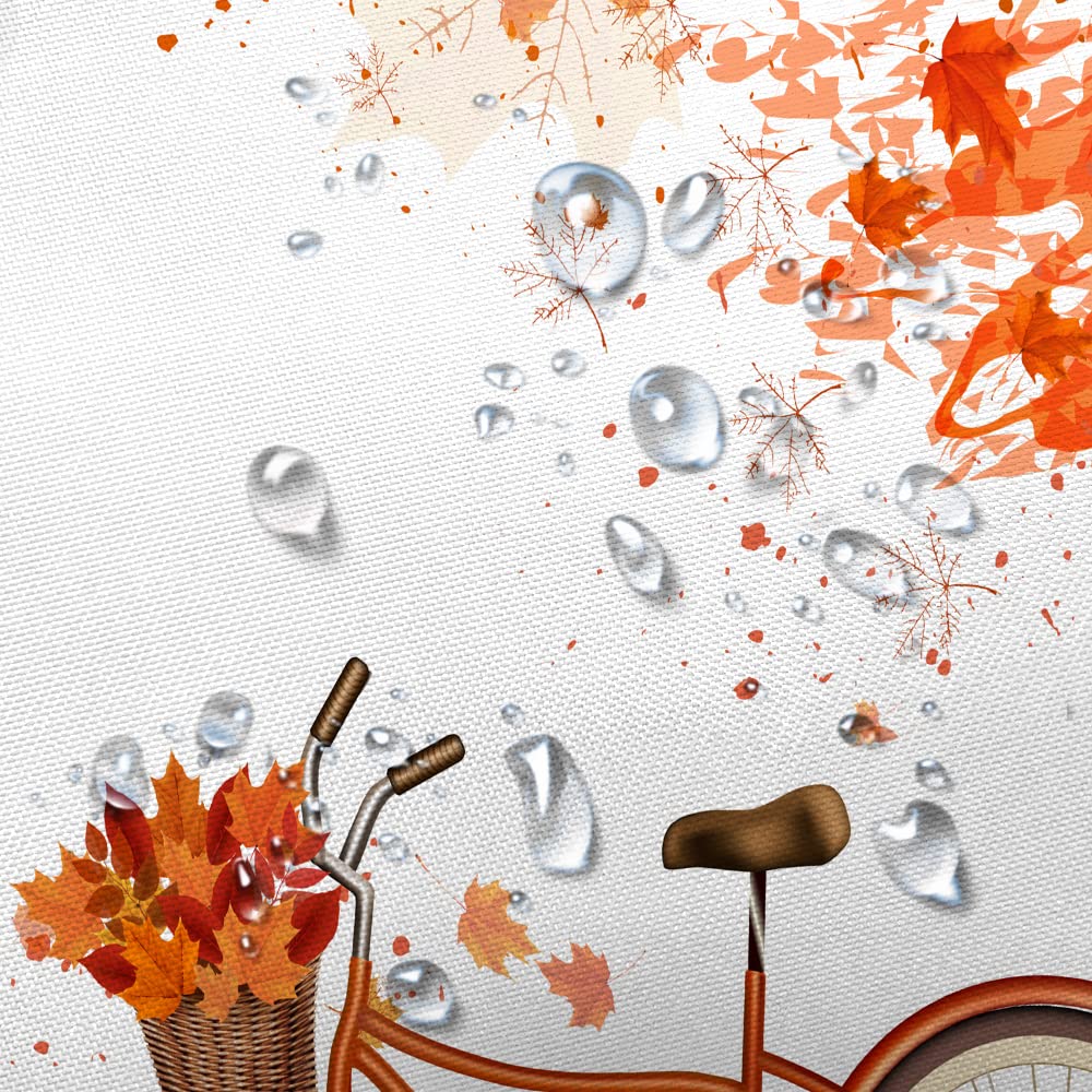 Autumn Tree Bicycle Shower Curtain Set with Maple Leaves - Waterproof Fabric Bathroom Decor for Fall & Thanksgiving (69x72 Inches, 12 Hooks Included) - Perfect for Seasonal Bathroom Makeovers and Cozy Autumn Showers