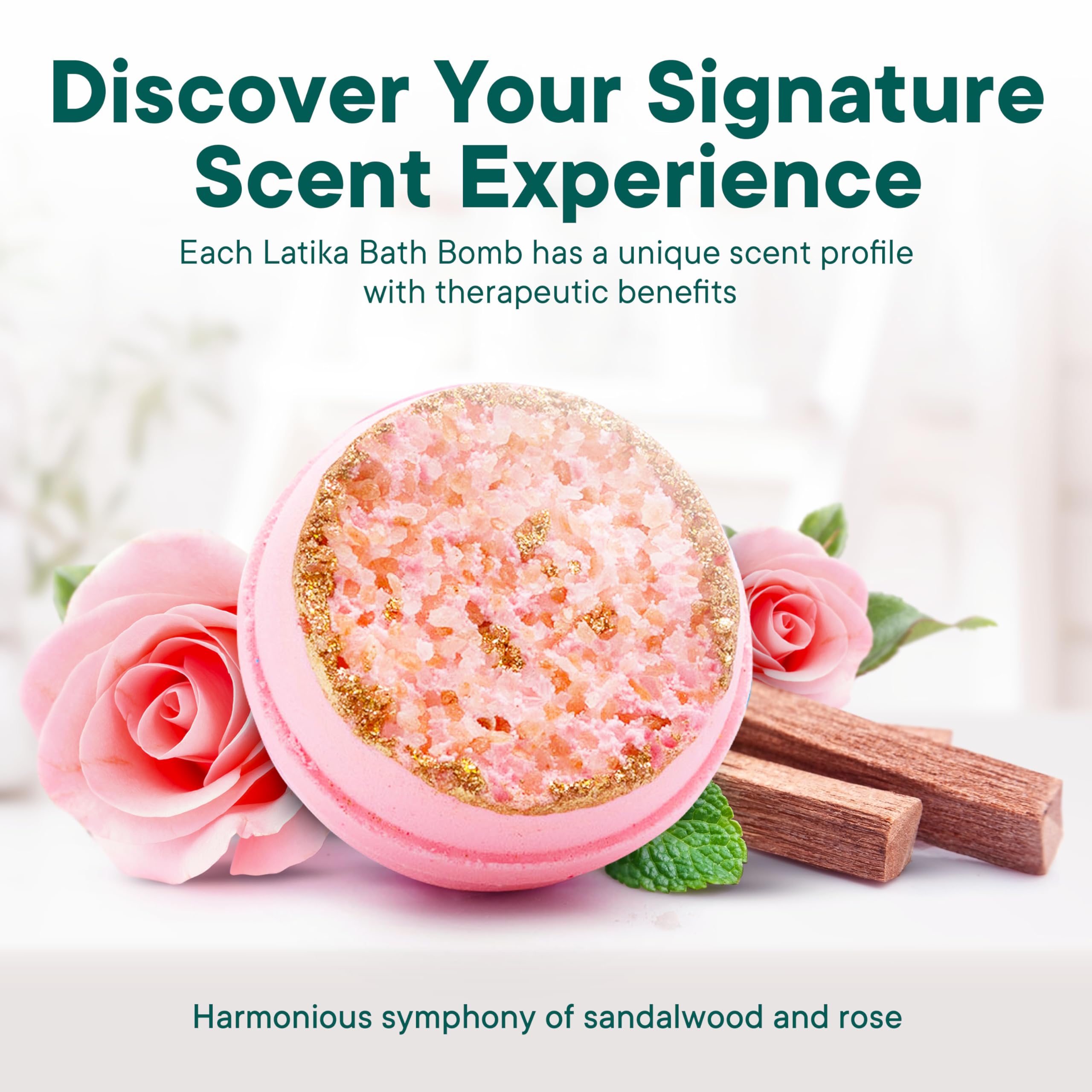 Rose Quartz Geode Crystal Bath Bomb with Sandalwood & Rose Essential Oils - Relaxing, Skin-Nourishing Bath Soak for Stress Relief & Self-Care - Perfect for Spa Nights, Gift Giving & Luxury Bath Time