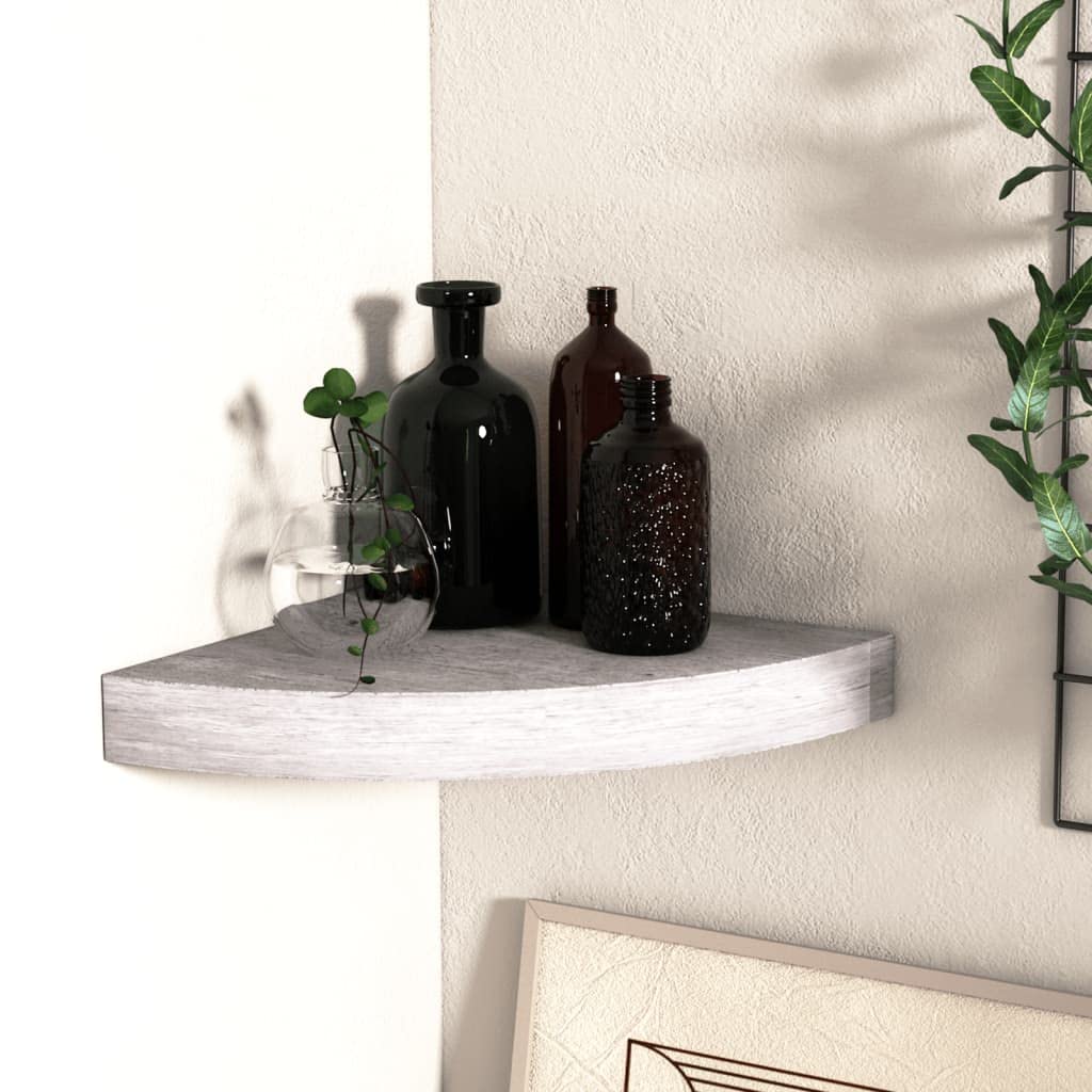 Corner Shelf Set - Floating Wall Shelves for Bedroom & Living Room - Easy to Install MDF Wall Mount Corner Shelves (Concrete Gray, 9.8