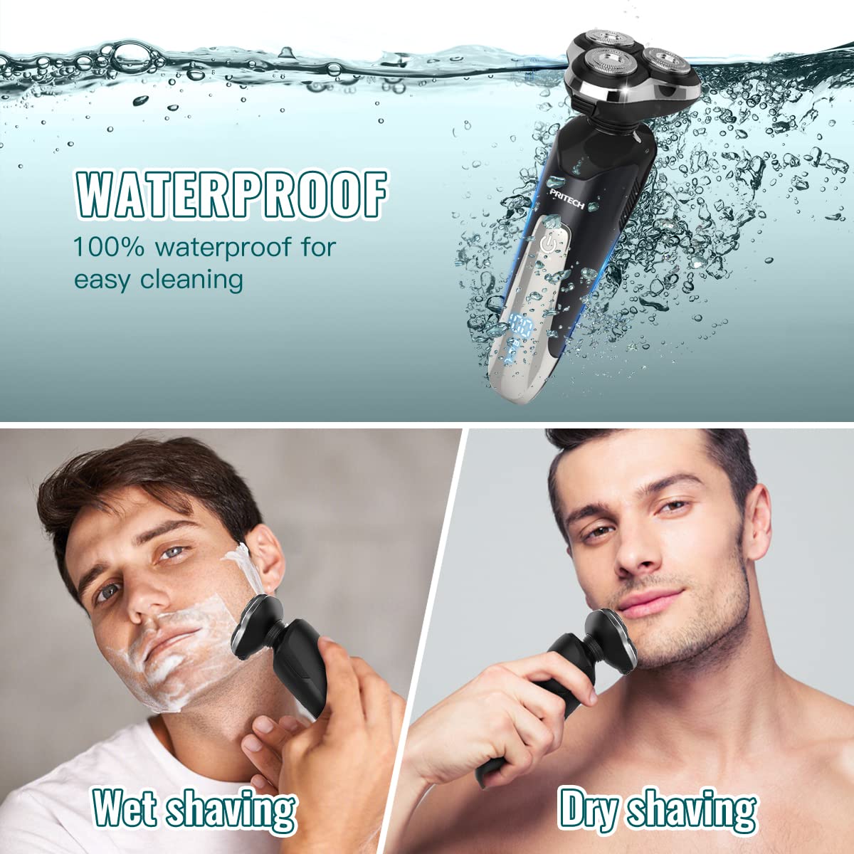 Best Electric Razor for Men - Rechargeable Waterproof Wet/Dry Shaver with Cordless Design | Perfect for Travel, Gym & Daily Shaving at Home