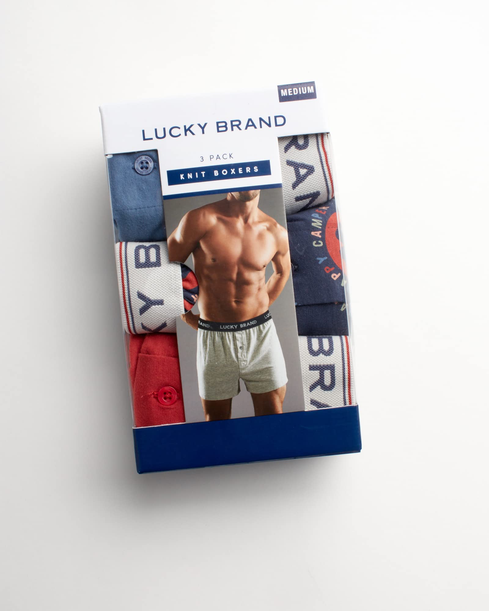 Lucky Brand Men's Boxer Shorts 3-Pack - Soft Knit Cotton Underwear with Functional Fly - Breathable & Comfortable Boxer Briefs for Men (S-XXL) - Perfect for Everyday Wear, Workout & Lounging
