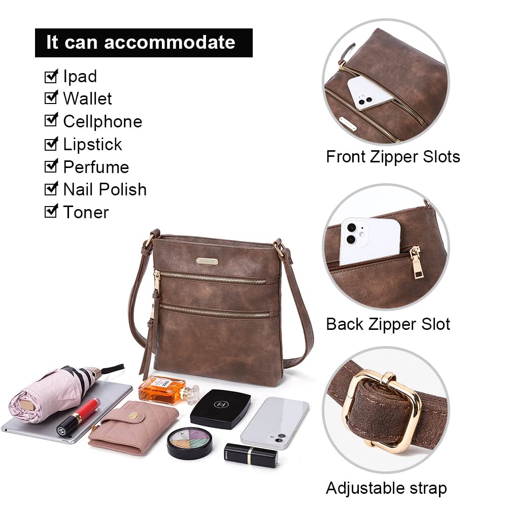 CLUCI Women's Crossbody Bag - Medium Size with Zipper Pocket & Adjustable Strap - Soft Leather Shoulder Purse - Perfect for Work, Travel & Everyday Use