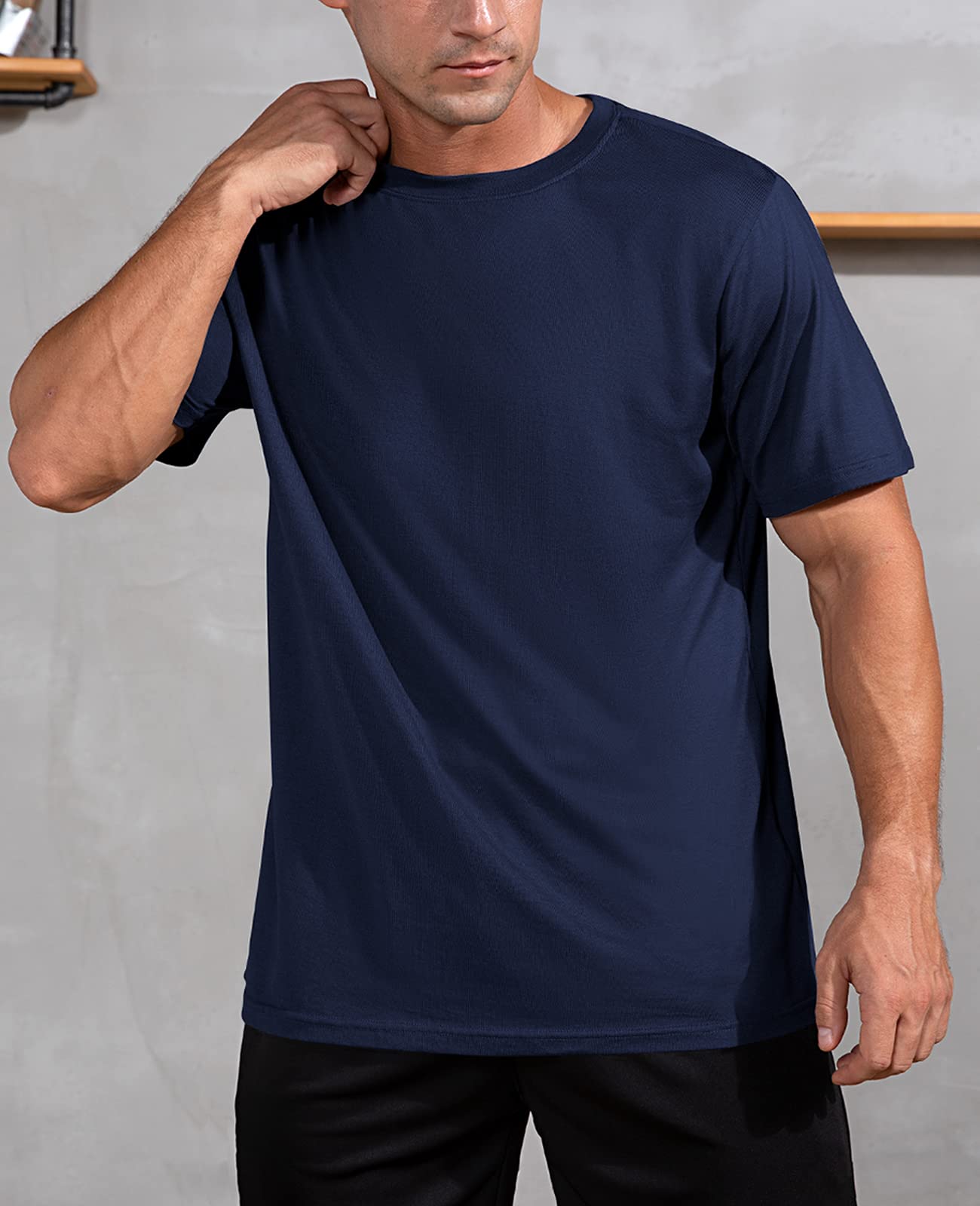 QUALFORT Men's Bamboo Viscose T-Shirt - Soft Breathable Crewneck Undershirt for Casual Wear, Layering & Everyday Comfort