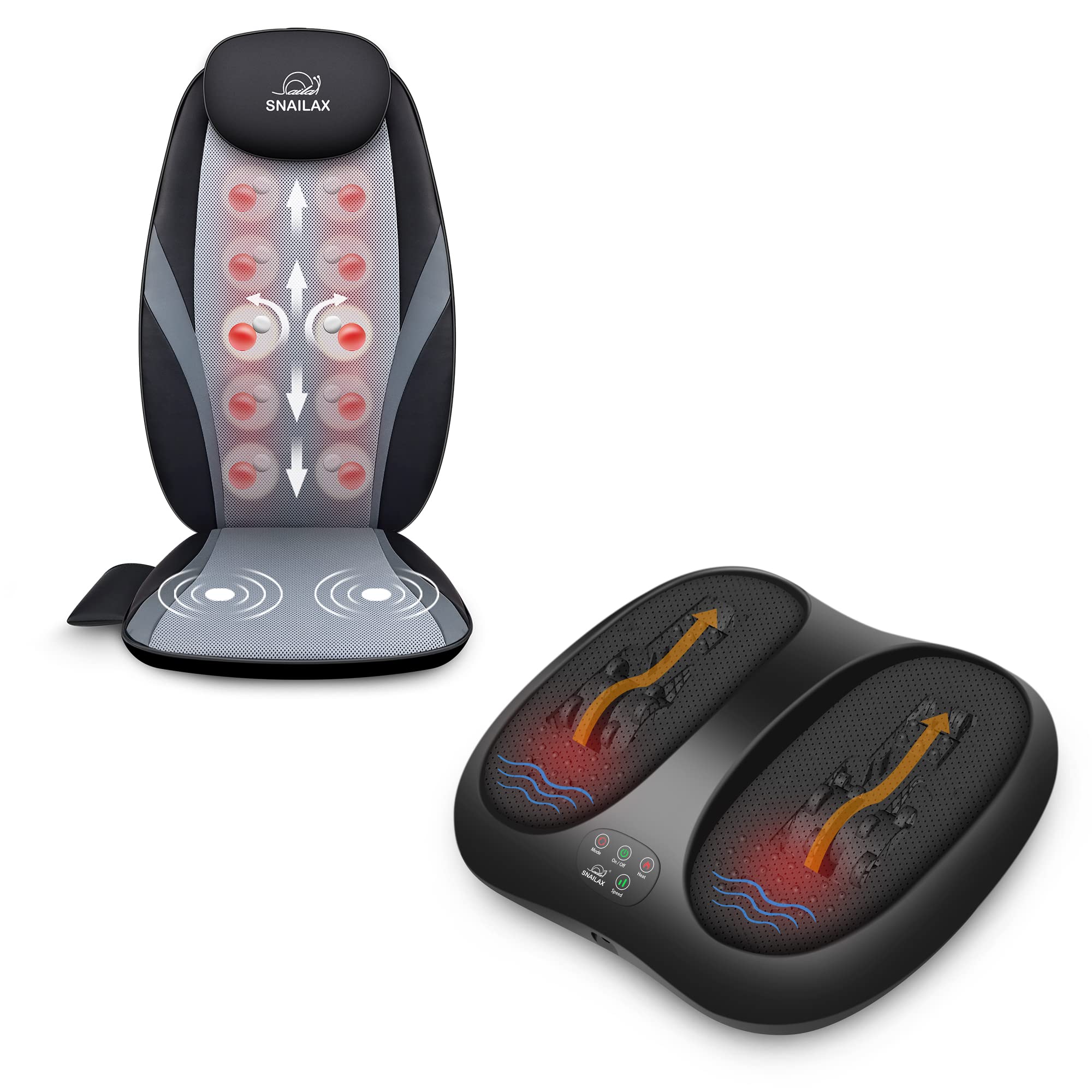 Snailax Shiatsu Foot Massager with Heat - Electric Rolling, Scraping & Vibration Massage Machine for Relaxation - Perfect for Home, Office & Pain Relief Therapy