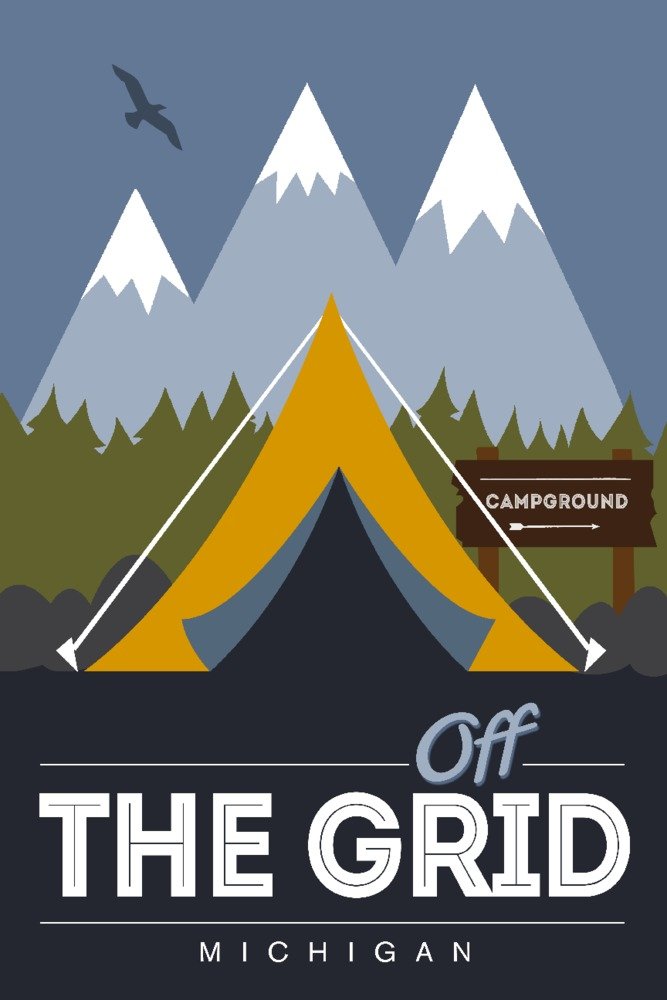 Michigan Off the Grid Travel Poster - 36x54 Giclee Gallery Print for Wall Decor | National Parks Artwork for Living Room, Office & Cabin Decor