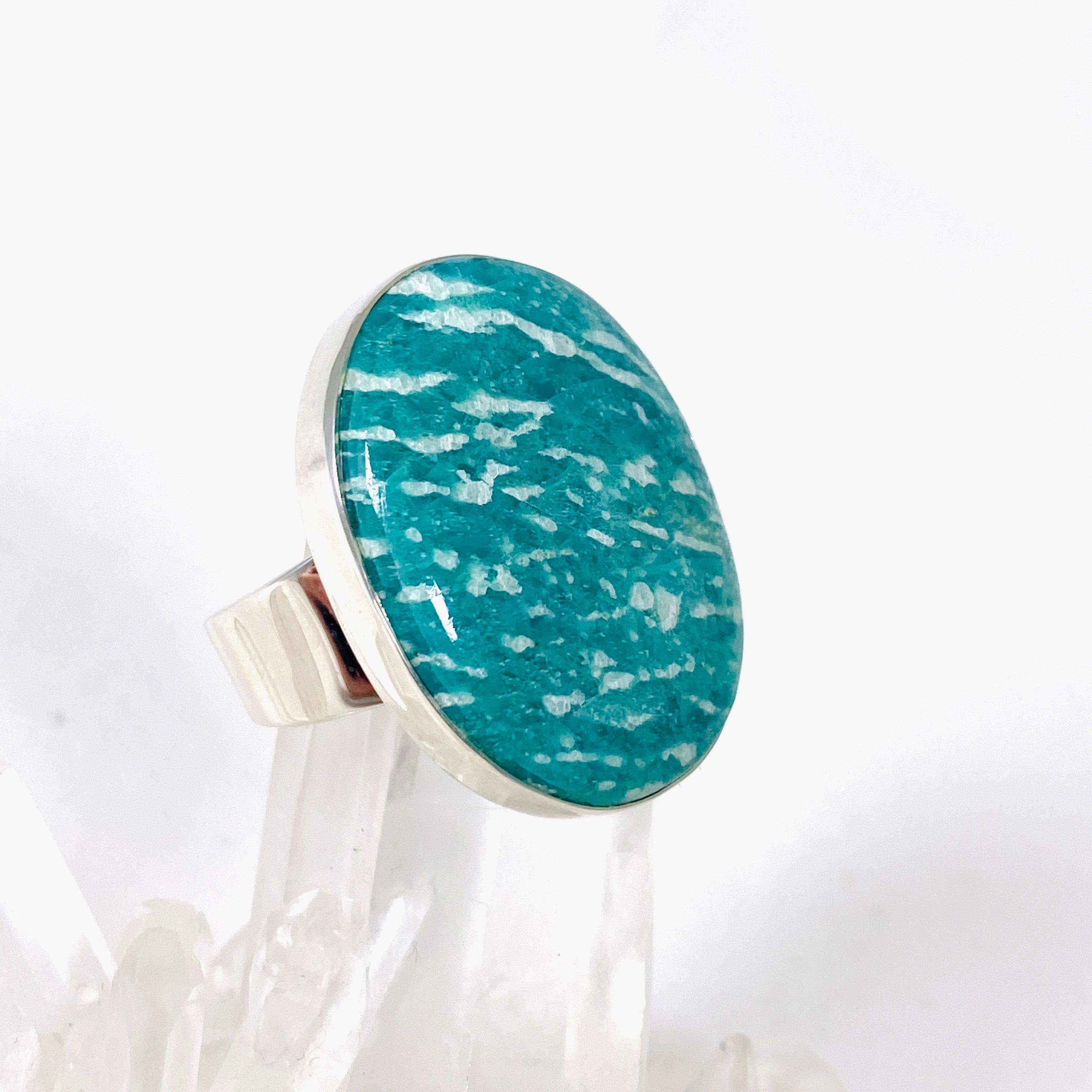 Amazonite Oval Ring Size 11 - KRGJ2890 - Elegant Gemstone Jewelry for Women, Perfect for Weddings, Parties & Everyday Wear