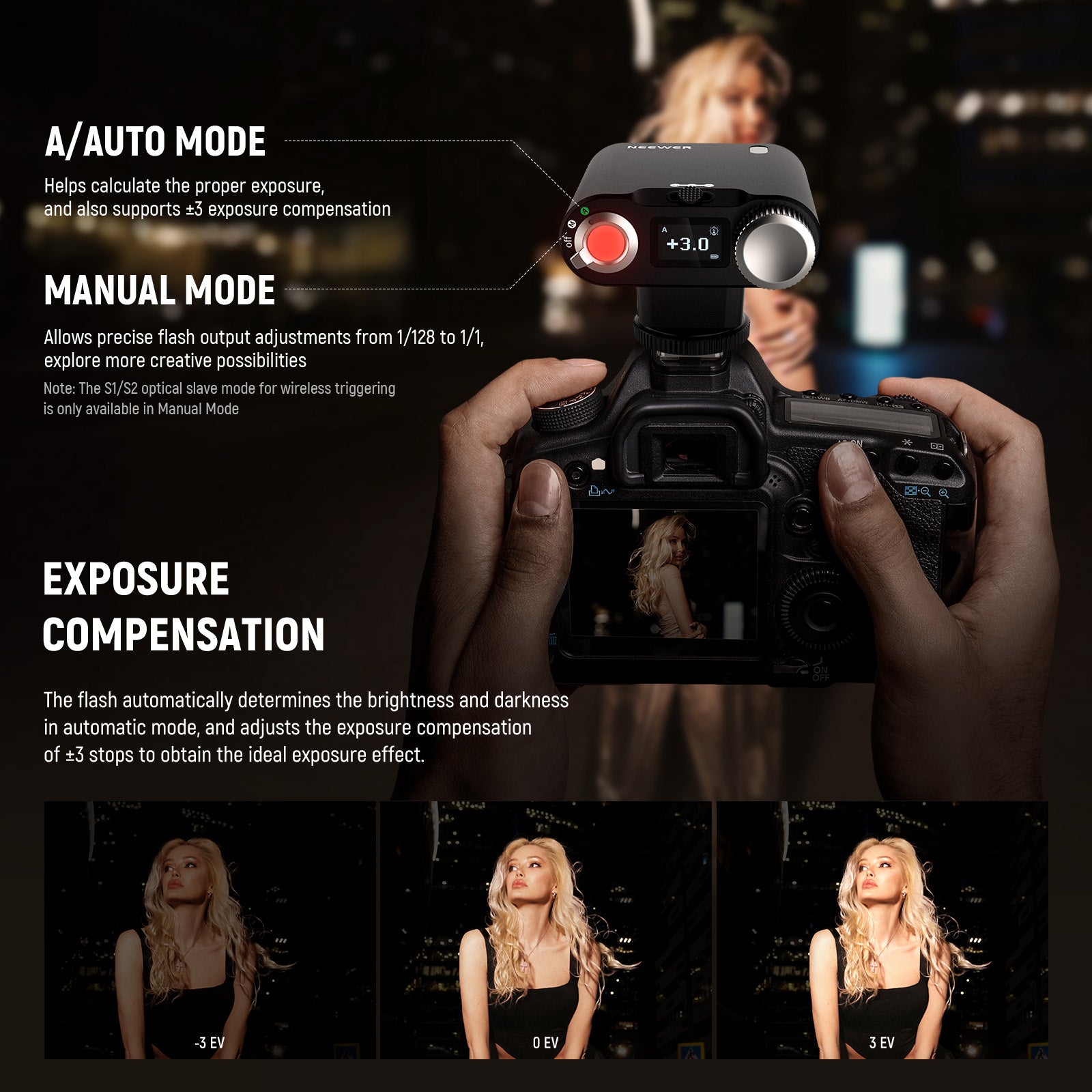 NEEWER Z160 Professional Camera Flash with Auto & Manual Modes, Built-in Lithium Battery - Perfect for Portrait, Wedding & Event Photography