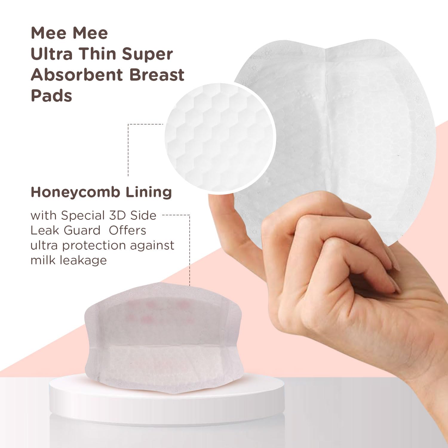 Mee Mee Disposable Nursing Breast Pads 24 Pcs - Ultra Thin Honeycomb Design with Leak Guard | Super Absorbent & Soft Cotton Maternity Pads for Breastfeeding Moms | Compact & Discreet for Day & Night Use | Perfect for Work, Travel & Daily Comfort
