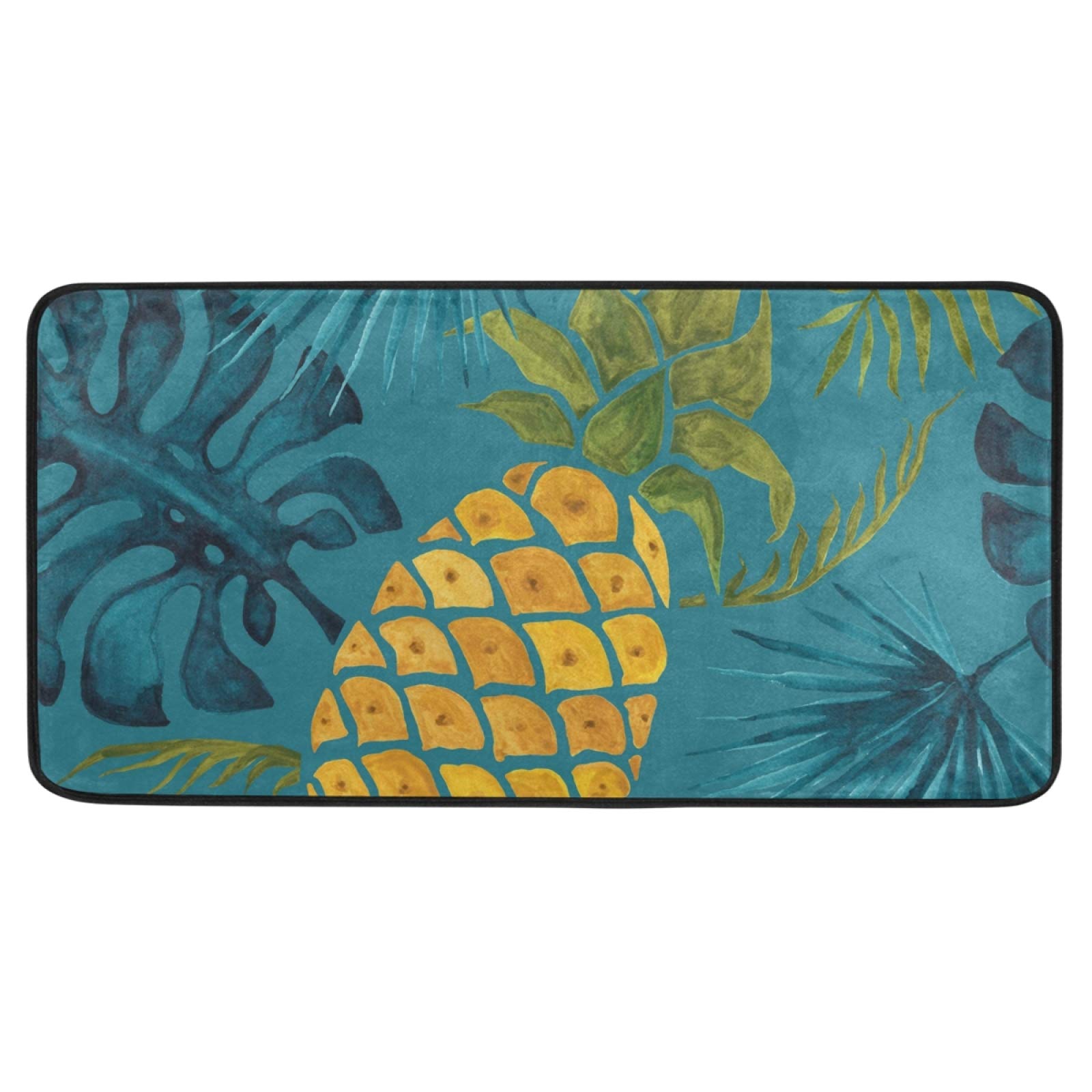 Non-Slip Pineapple Pattern Kitchen Rug Mat 39x20 Inch - Soft Bathroom Runner & Home Decor Doormat for Kitchen, Bathroom, Entryway