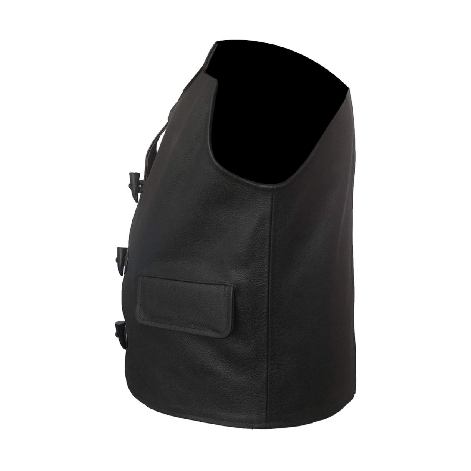 Men's Black Cow Leather Waistcoat - Jacobite Toggle Vest for Outdoor & Cosplay