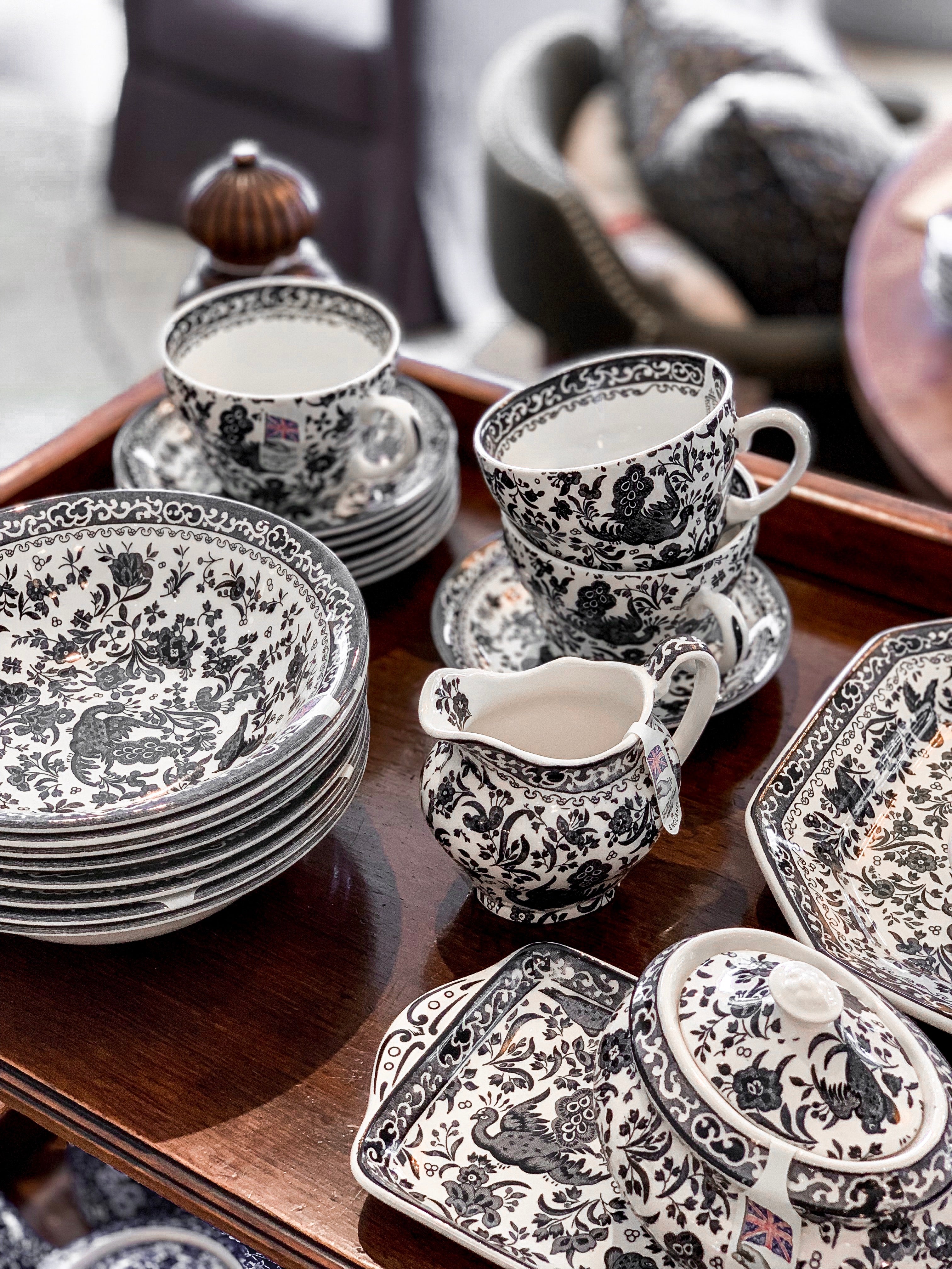Black Regal Peacock Burleigh Collection – Elegant Dinnerware Set for Fine Dining & Special Occasions