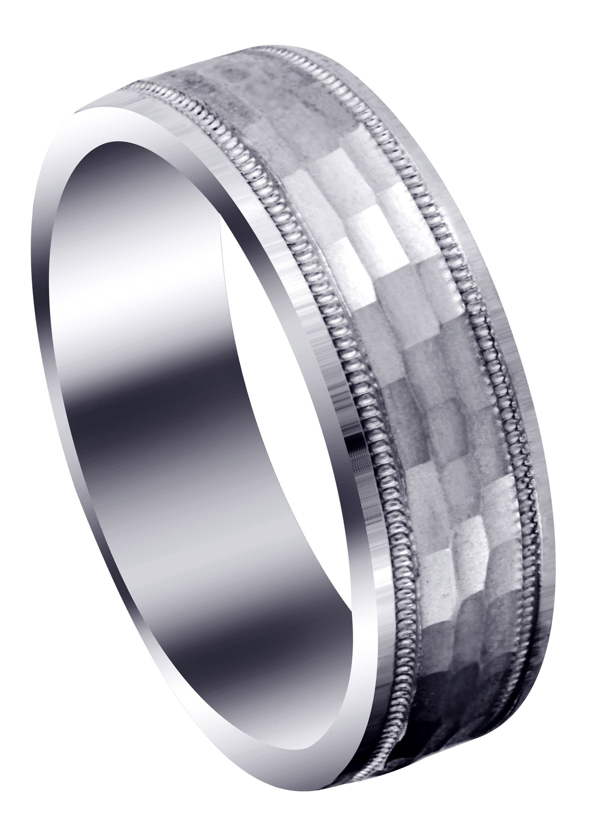Men's Diamond Cut Engagement Ring - Handcrafted Hammer Finish Wedding Band for Him - Perfect for Proposals, Anniversaries & Special Occasions