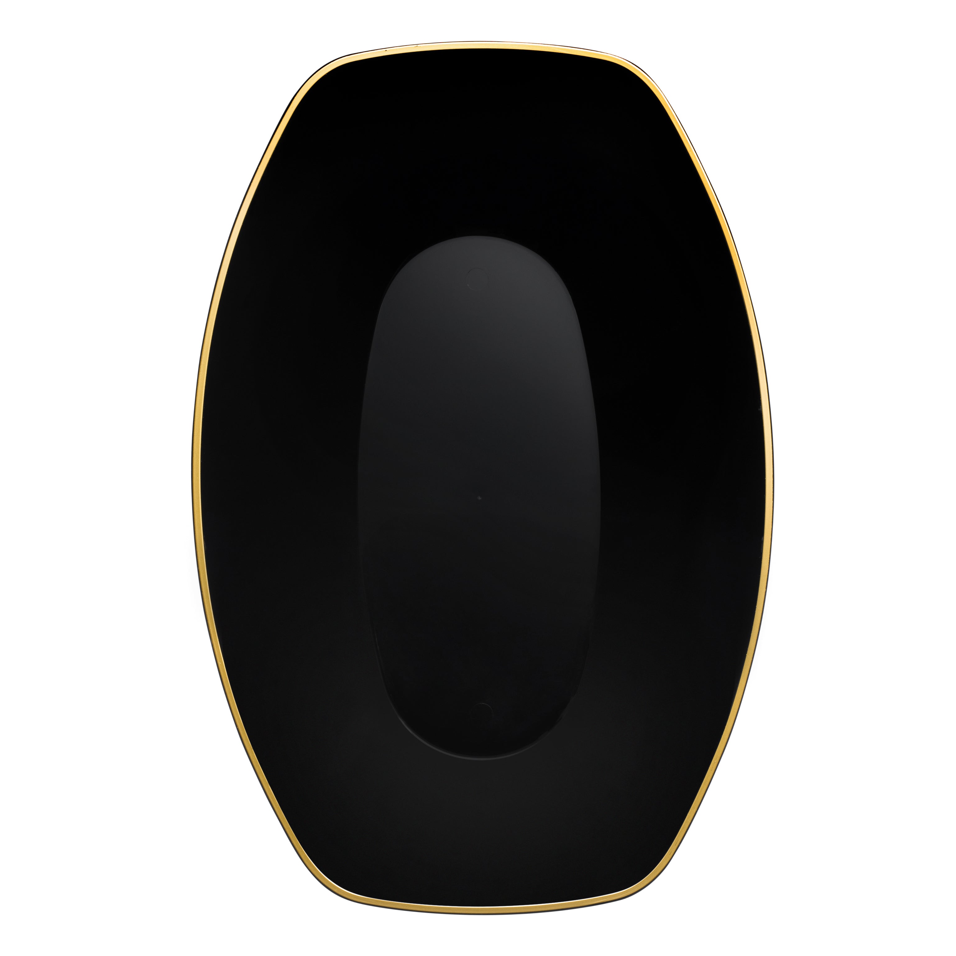 72 oz. Black and Gold Rim Oval Salad Bowl Set of 4 - Perfect for Family Dinners, Parties, and Entertaining