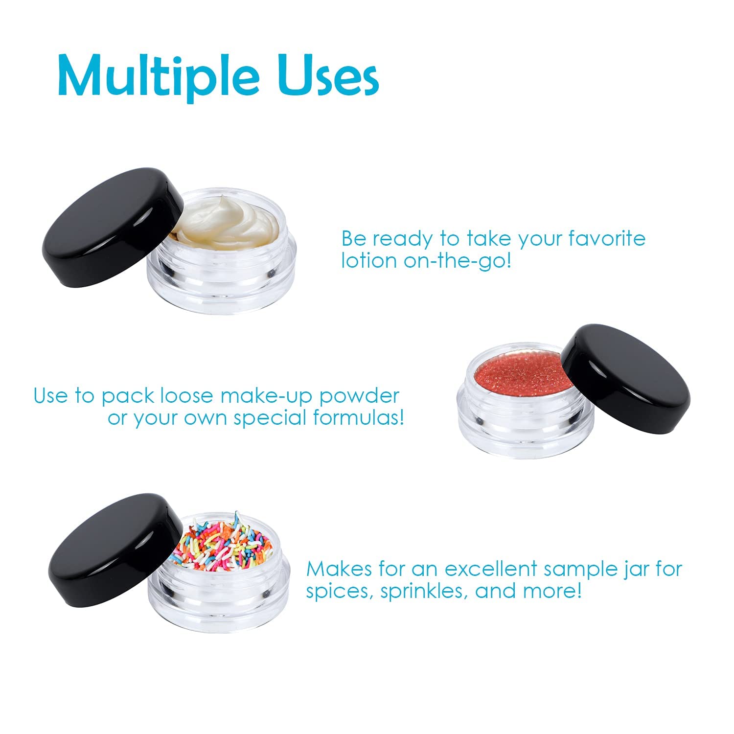 24-Piece 5g Clear PS Acrylic Cosmetic Jars with Black Lids - Perfect for Creams, Lip Balm, Body Butter, Essential Oils & Travel Makeup Storage | Ideal for DIY Beauty Products, Salon Use & Home Organization