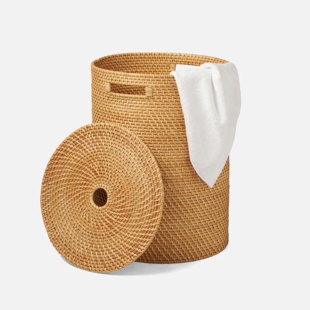 Natural Rattan Laundry Hamper Basket with Lid - Stylish Storage for Clothes, Toys & Blankets - Perfect for Bedroom, Bathroom & Nursery Organization