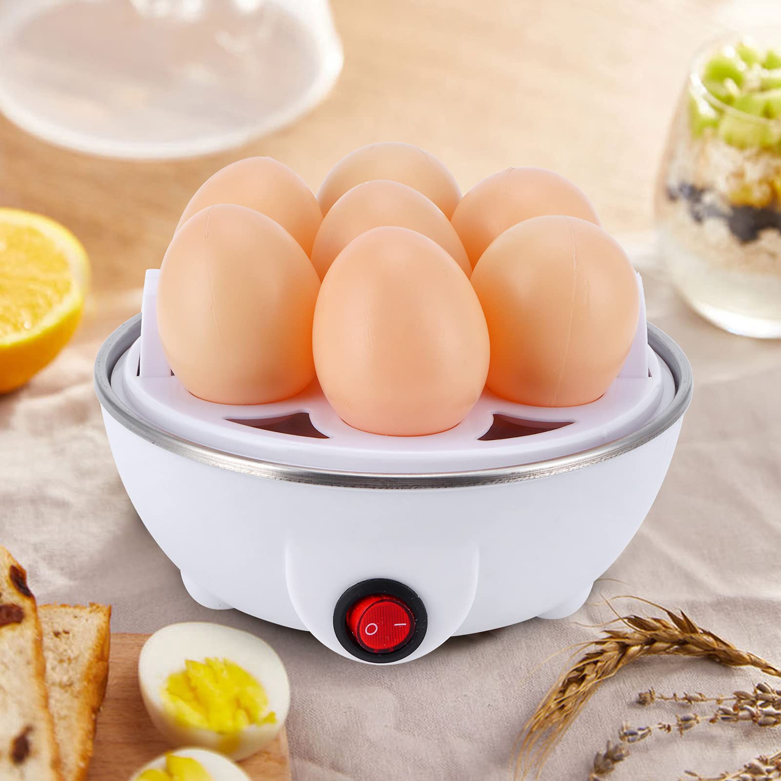 Electric Egg Cooker & Steamer - Multifunctional Mini Egg Boiler Maker for Hard/Soft Boiled Eggs, Poached & Steamed Eggs | Perfect for Breakfast Meal Prep, Keto Diet & Healthy Cooking (US)