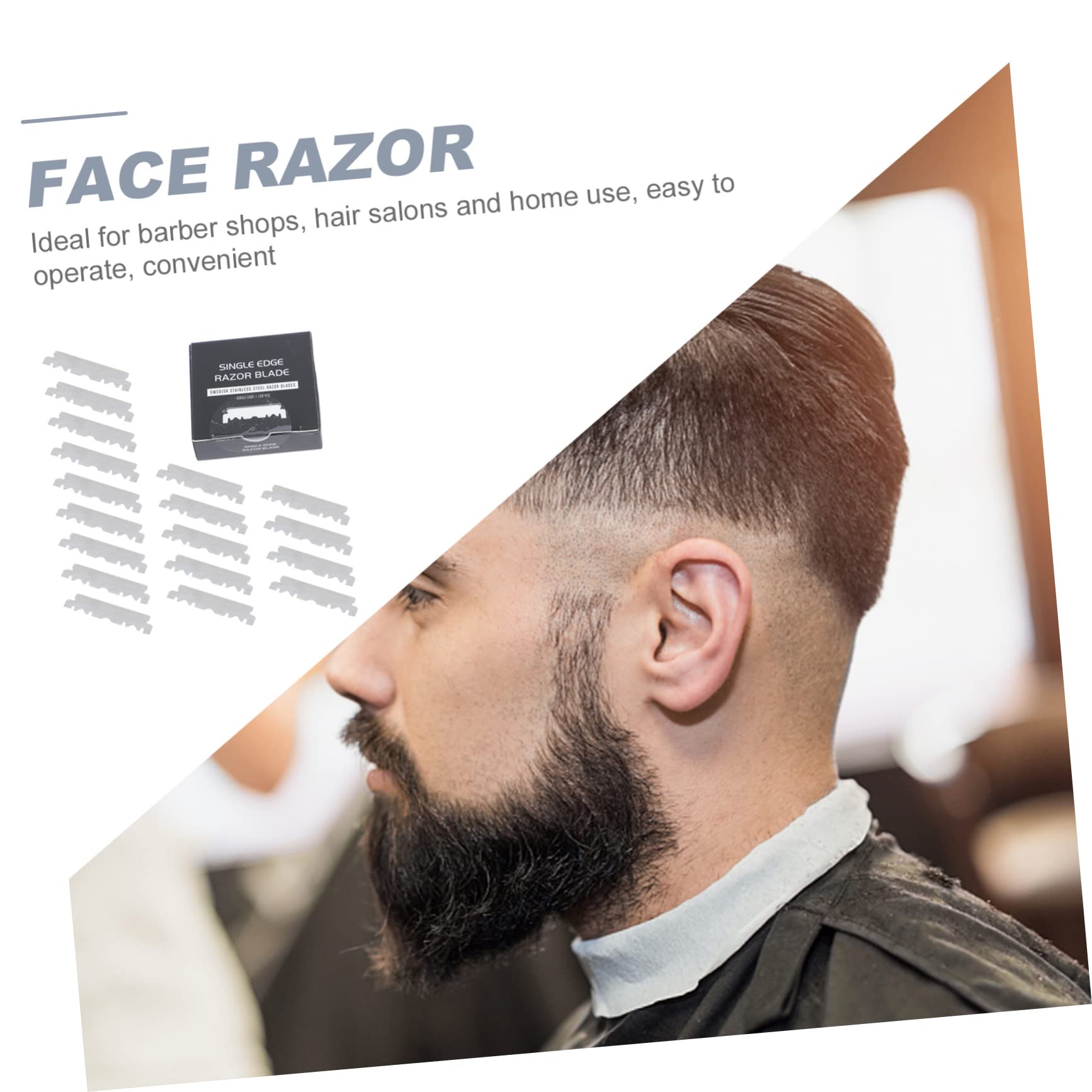100pcs Barber Folded Razor Blades - Professional Single Edge Shaving Blades for Beard, Sideburns & Fine Hair - Perfect for Home Grooming, Barber Shops & Travel Shaving Kits