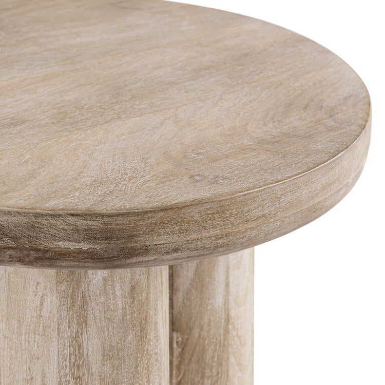 Morris Cerused Accent Table - 16 x 20 Inch Natural Wood Side Table for Living Room, Bedroom & Entryway | Modern Farmhouse Decor