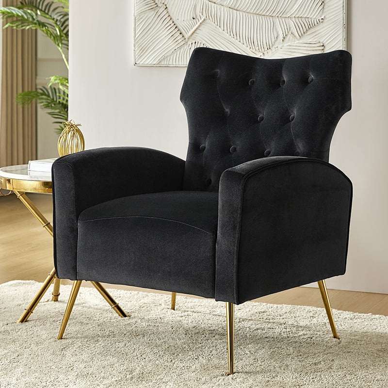 Amira Tufted Velvet Armchair - Modern Wingback Accent Chair for Living Room, Bedroom & Office - Comfortable Upholstered Lounge Chair with High Back Support