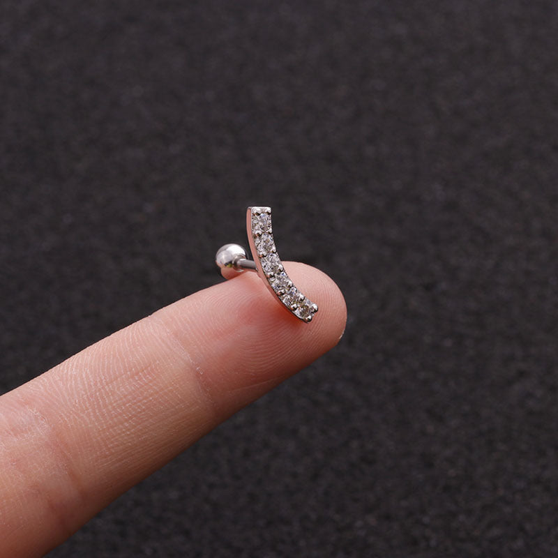 16G Curved Barbell Conch Stud Earring - Surgical Steel Upper Lobe Piercing Jewelry HSPJ1931 for Cartilage & Helix Piercings | Perfect for Everyday Wear & Special Occasions
