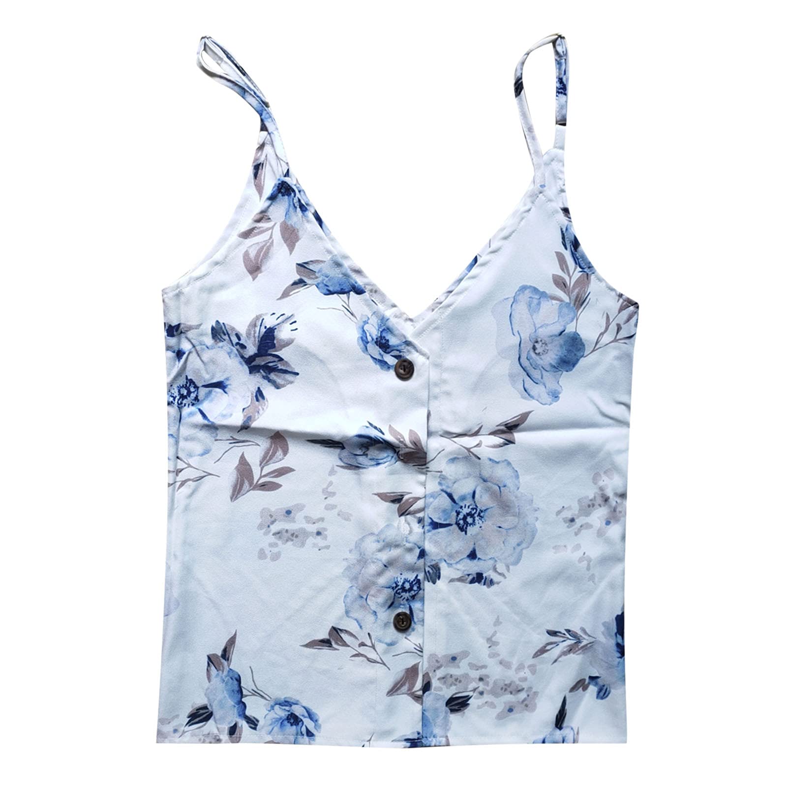 Women's Loose Fit V-Neck Button Down Strappy Tank Top - Casual Sleeveless Blouse for Summer, Beach & Everyday Wear