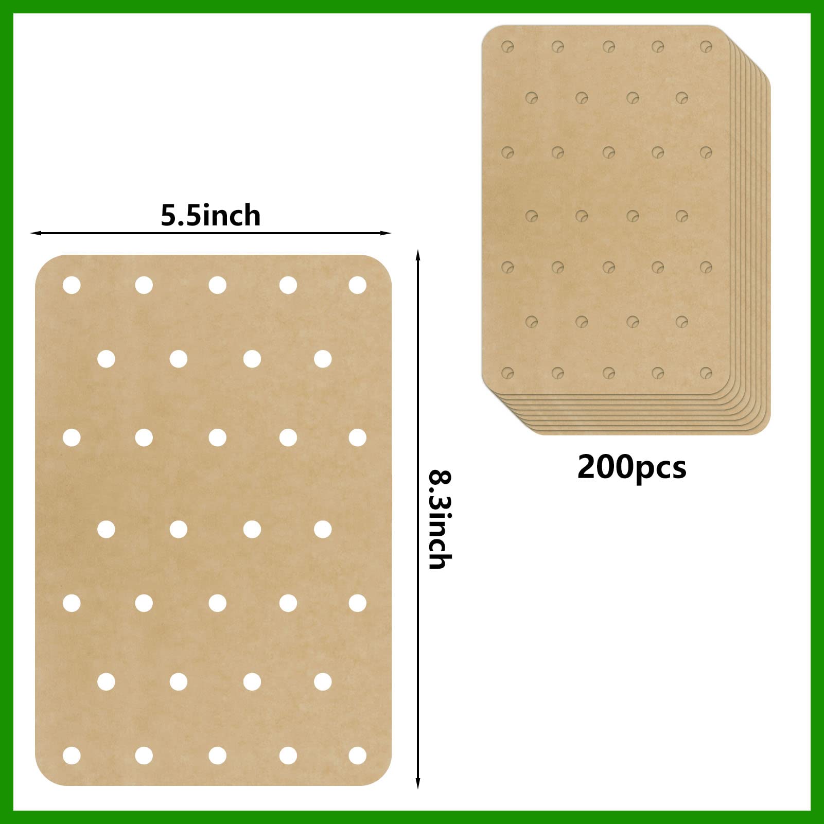 200 Sheets Non-Stick Air Fryer Parchment Paper Liners - Compatible with Ninja Foodi, Double Basket & Toaster Ovens - Perforated Rectangular Disposable Sheets for Easy Cleanup - Perfect for Cooking Chicken Wings, French Fries & Healthy Meals