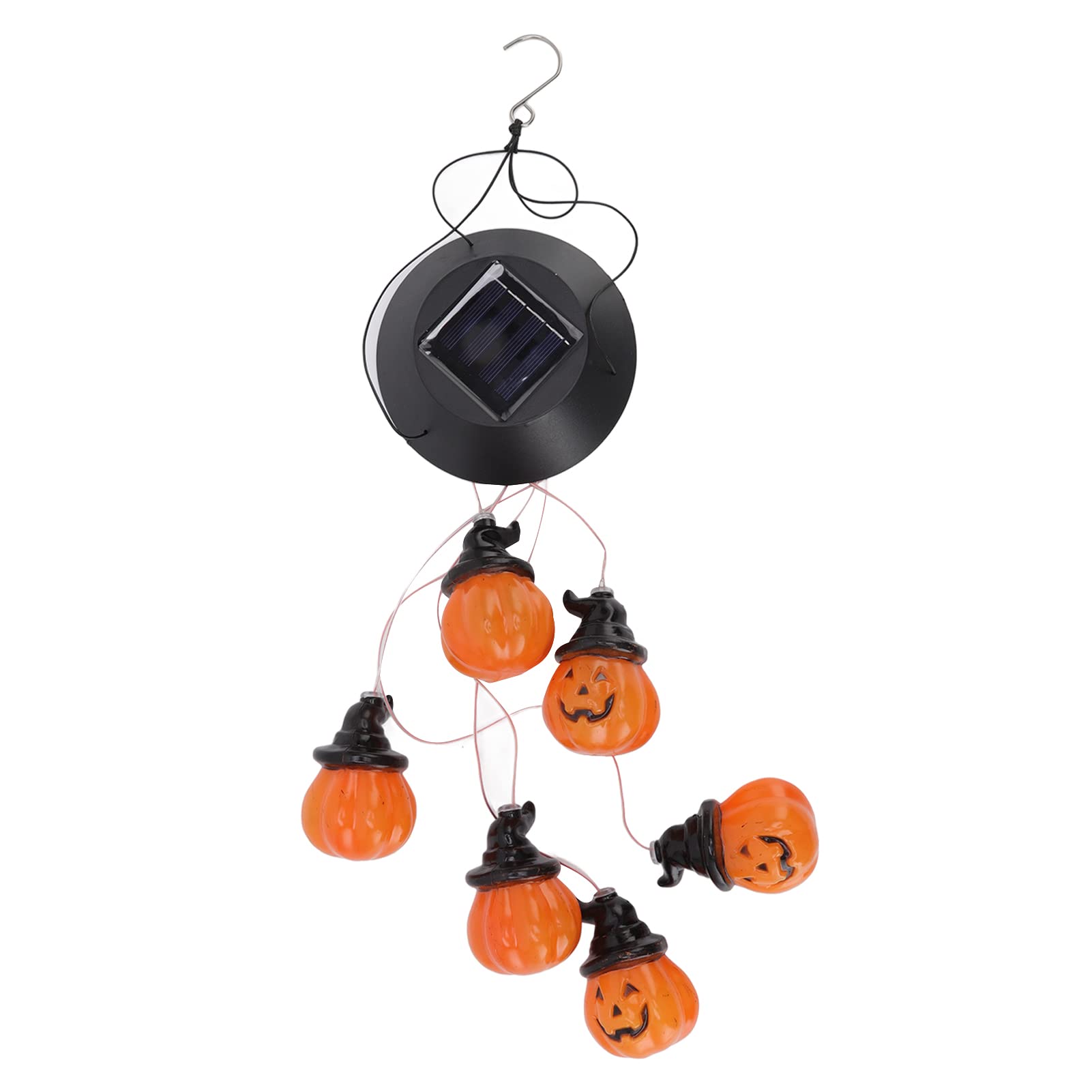 6 LED Pumpkin String Lights - RGB Color Changing, Waterproof, Solar Powered with Iron Hook for Halloween Decorations | Indoor & Outdoor Party, Garden, Porch, Yard, and Holiday Lighting