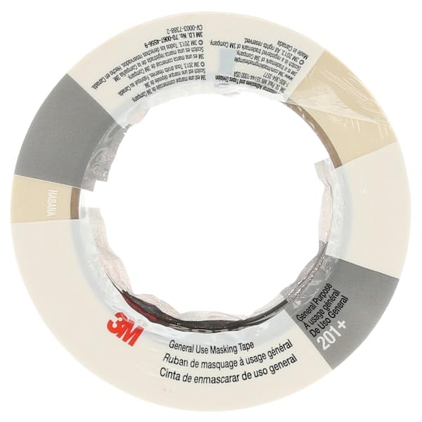 3M 201+ Tan Masking Tape for Painting - 36mm Wide, Individually Wrapped - Professional Painter's Tape for Clean Lines - Perfect for Home DIY Projects, Wall Painting, and Crafting